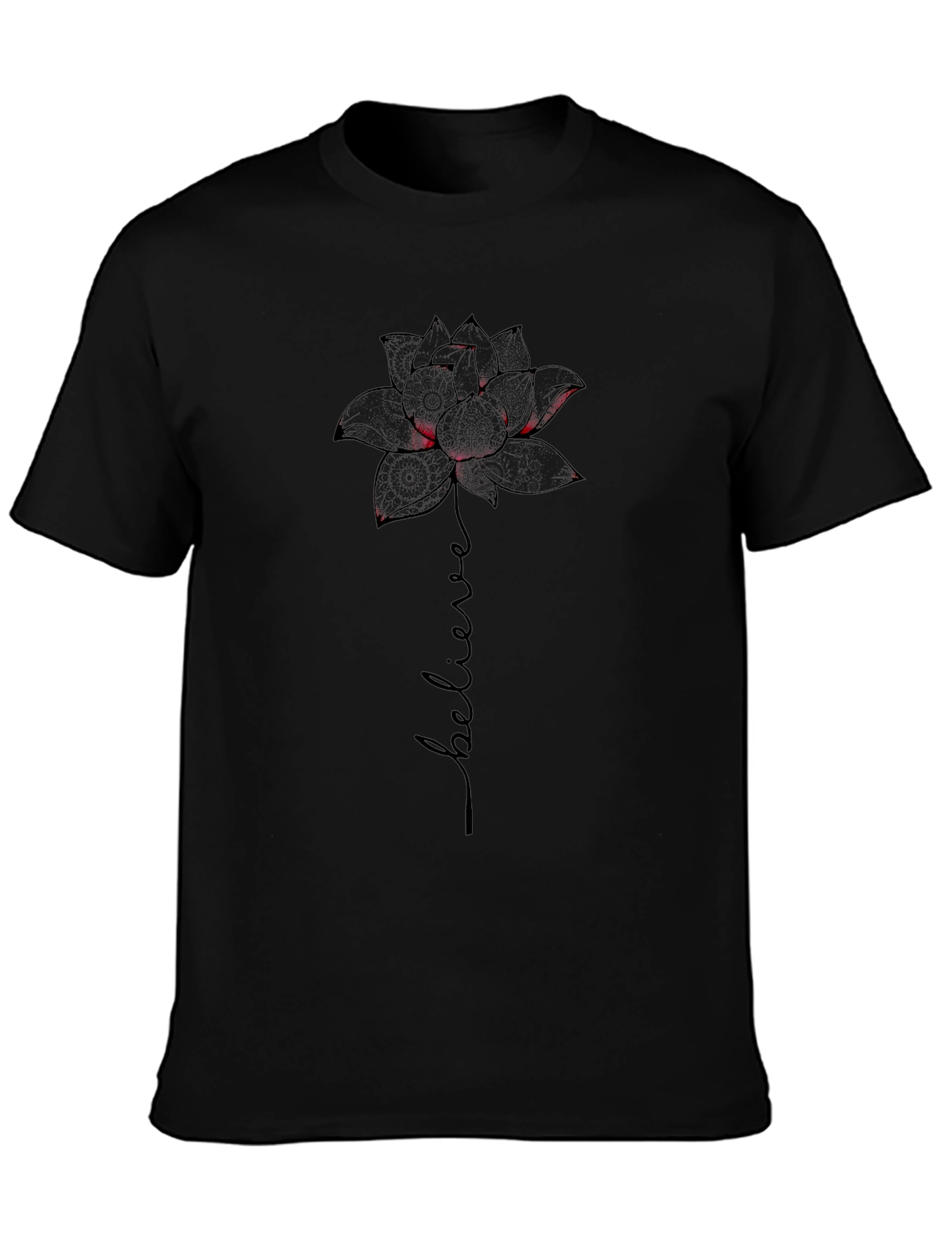 Lotus Believe Graphic Tee - Black Unisex Shirt