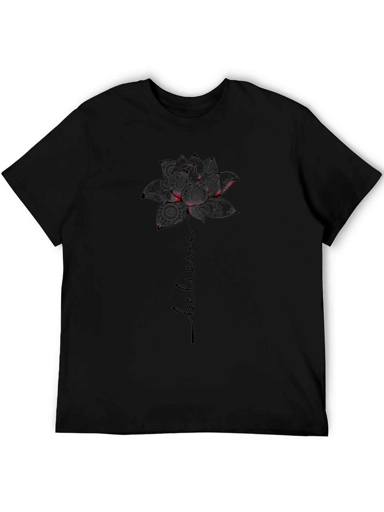 Lotus Believe Graphic Tee - Black Unisex Shirt