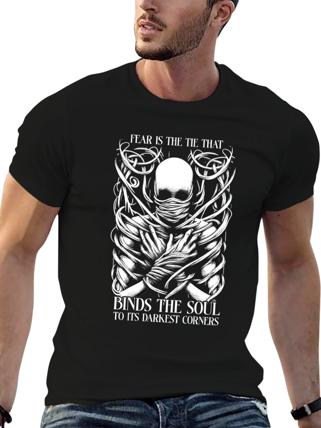 Fear Binds Soul Graphic T-Shirt - Dark Aesthetic Tee