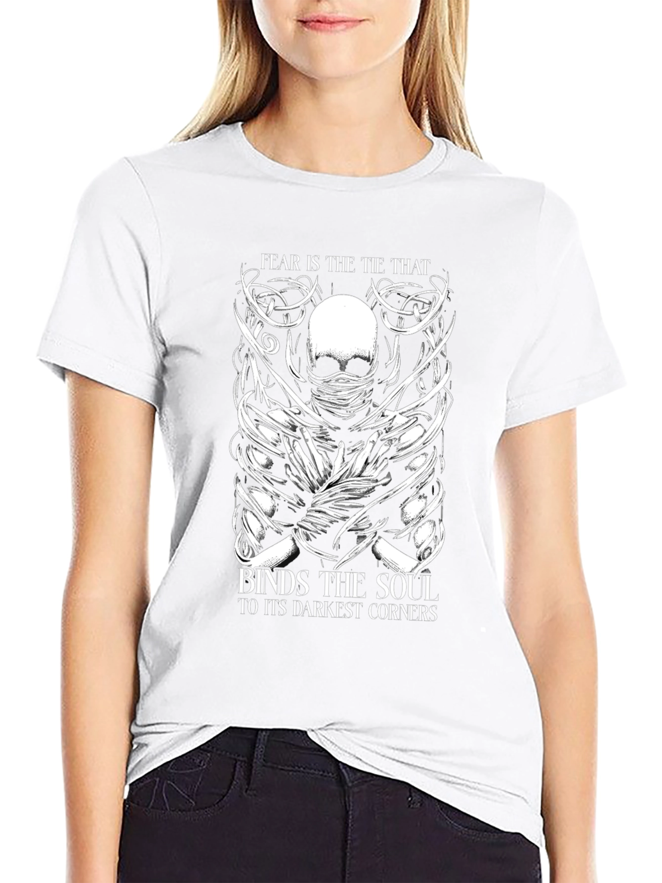 Fear Binds Soul Graphic T-Shirt - Dark Aesthetic Tee