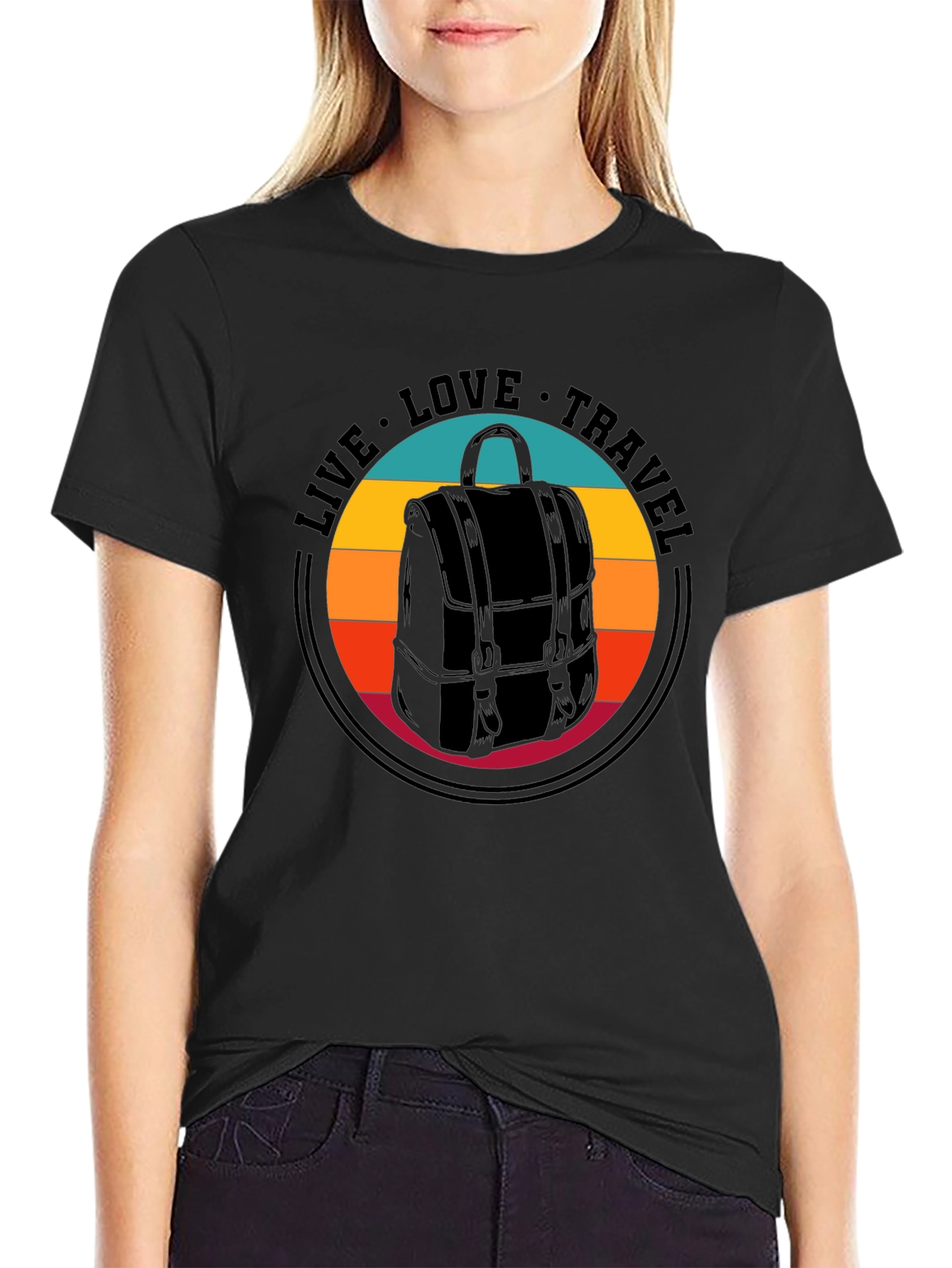 Live Love Travel Backpack Graphic T-Shirt