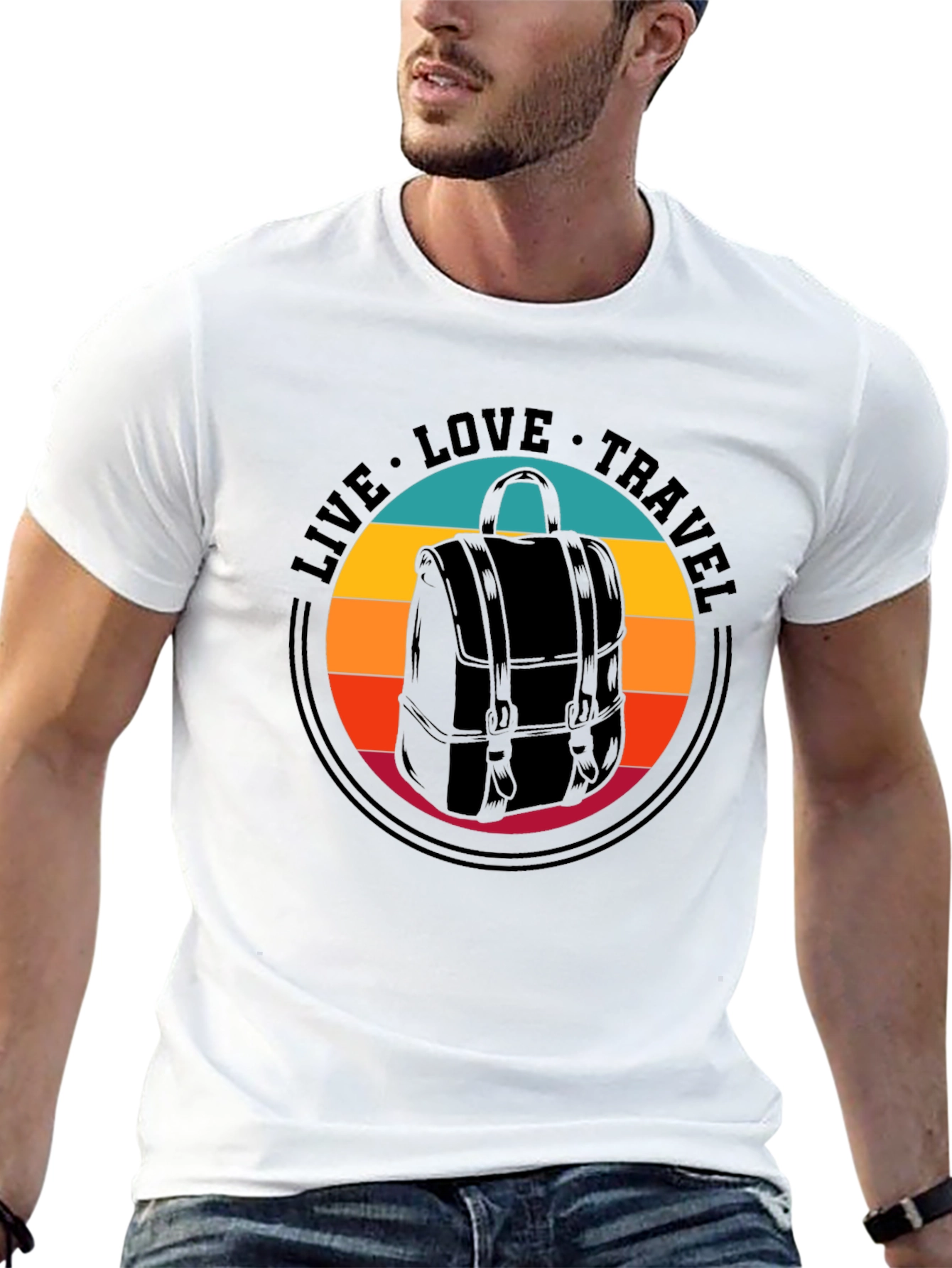 Live Love Travel Backpack Graphic T-Shirt
