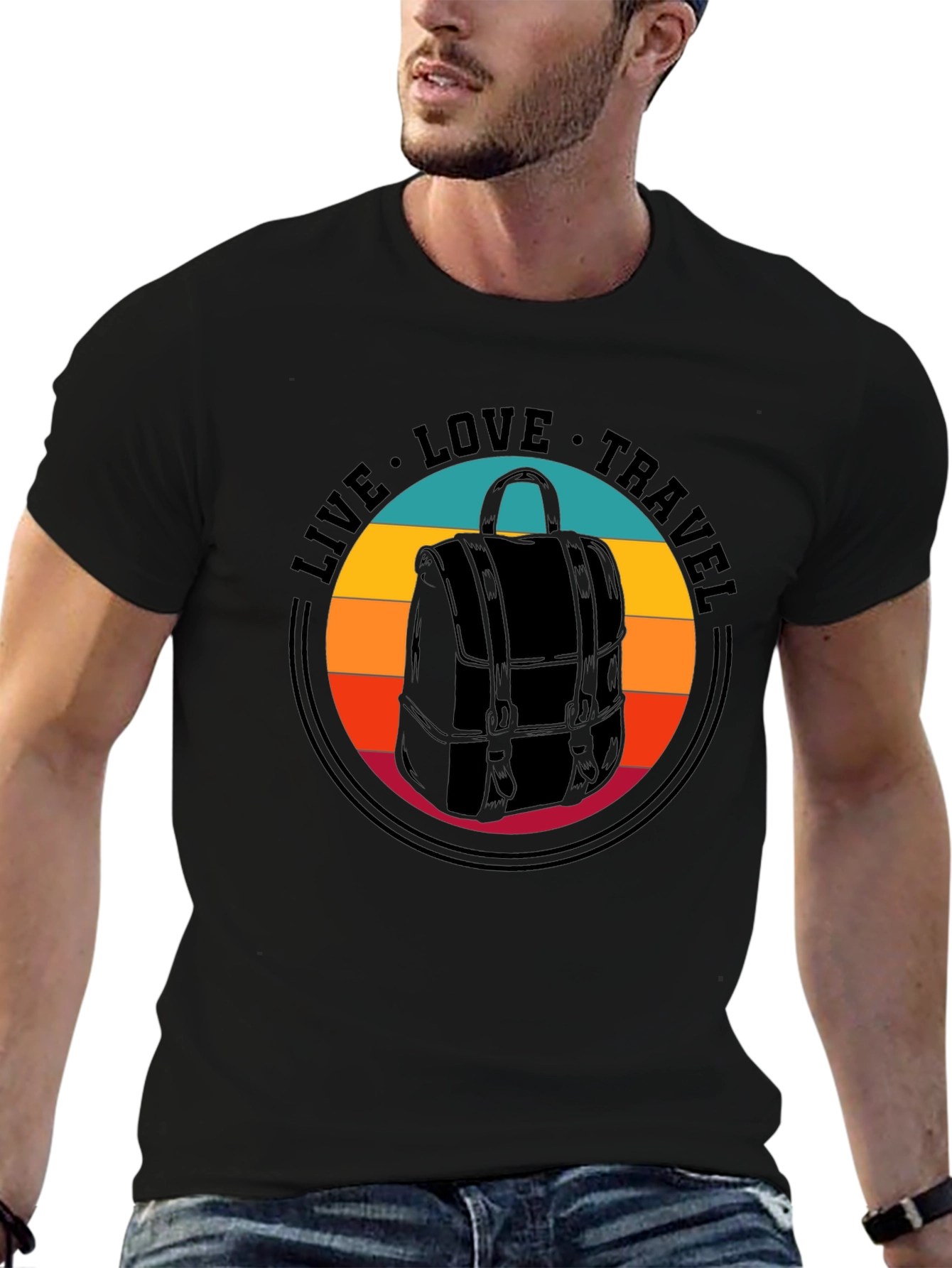 Live Love Travel Backpack Graphic T-Shirt