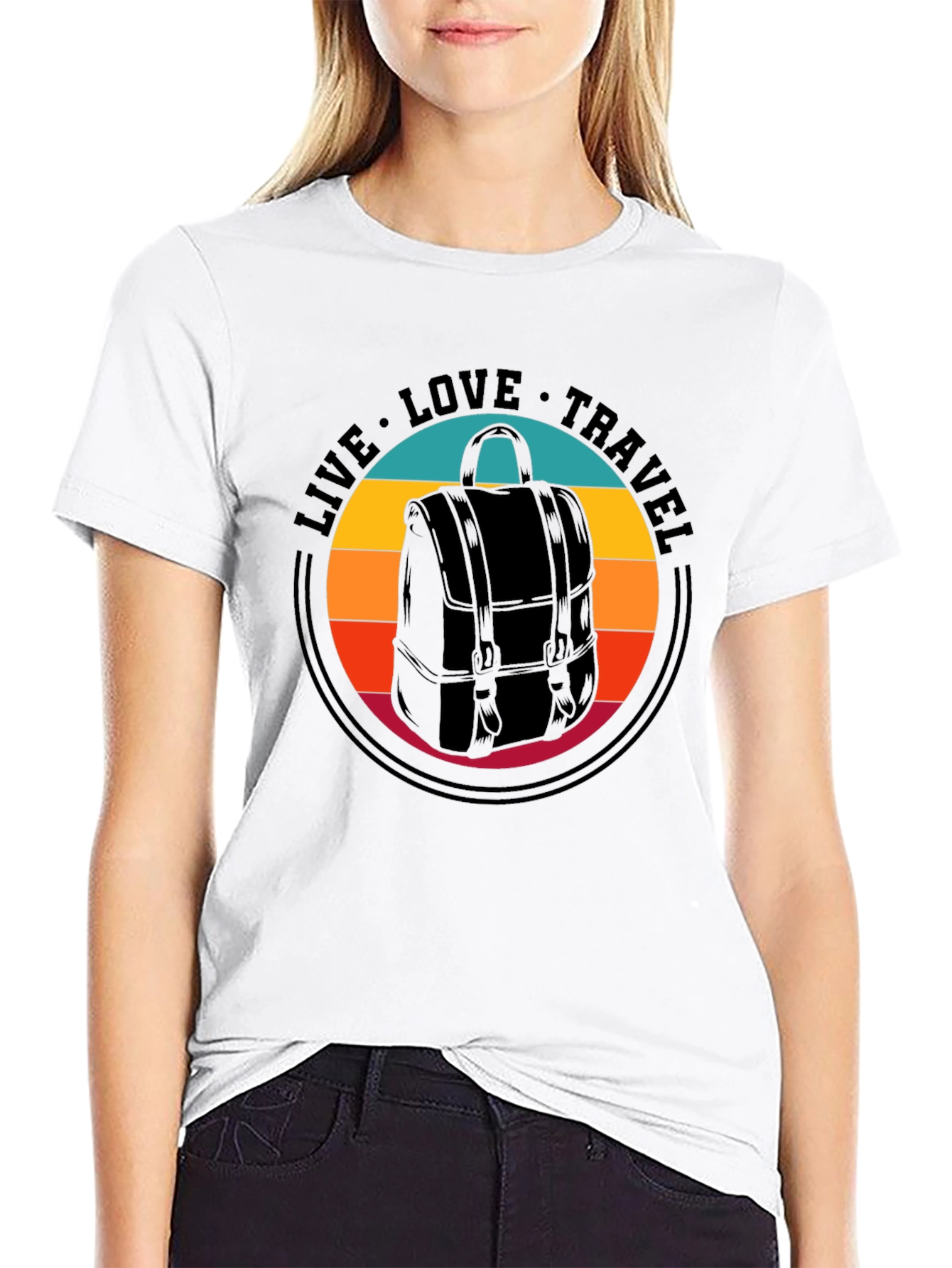 Live Love Travel Backpack Graphic T-Shirt