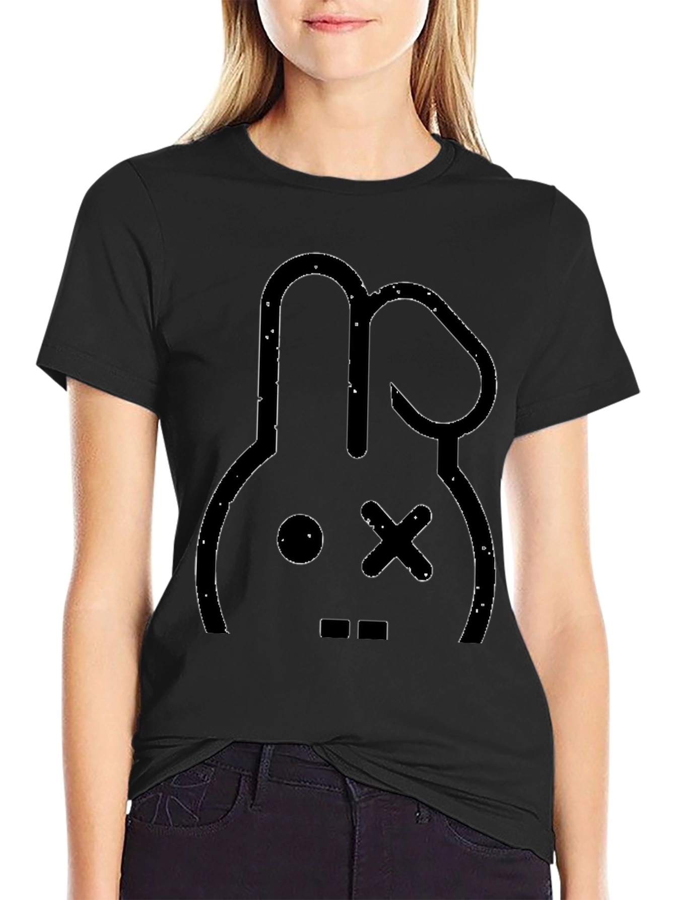 Cool Rabbit Graphic Black T-Shirt