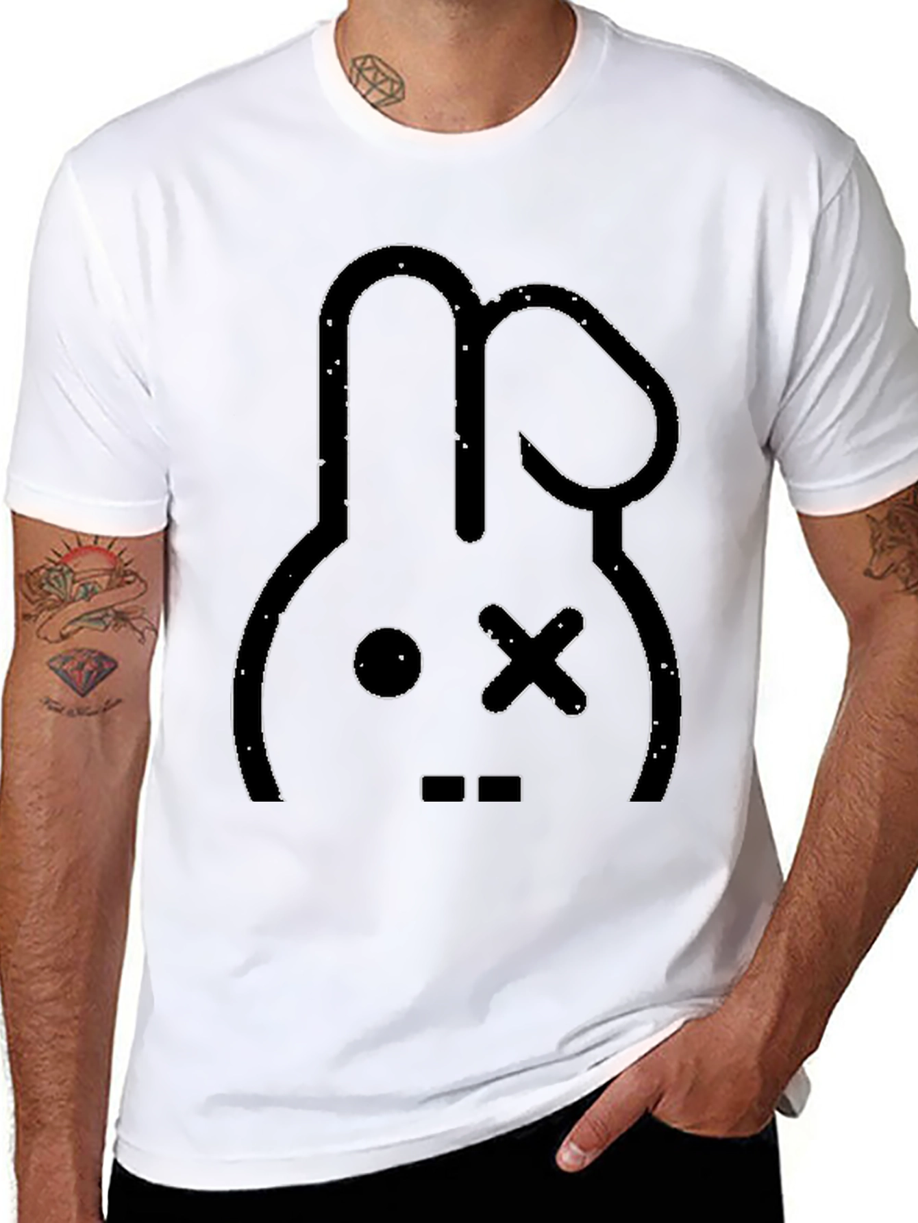 Cool Rabbit Graphic Black T-Shirt