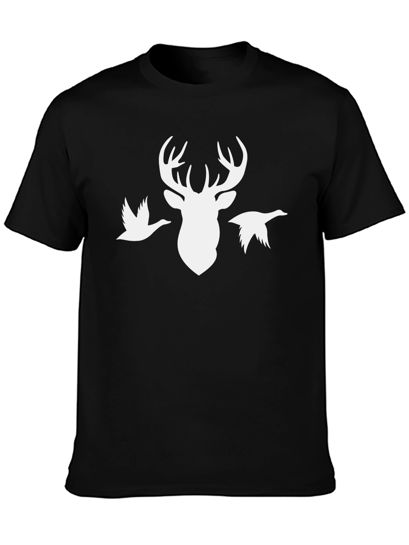 Hunting Deer Graphic Tee - Black Cotton T-Shirt