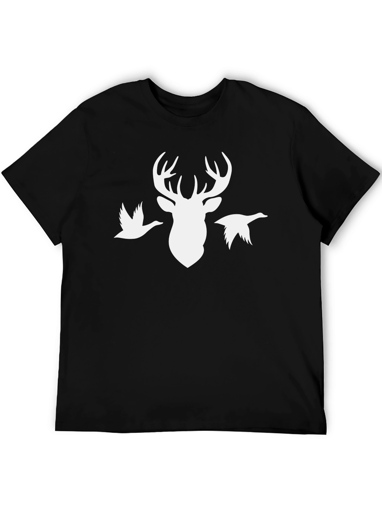 Hunting Deer Graphic Tee - Black Cotton T-Shirt