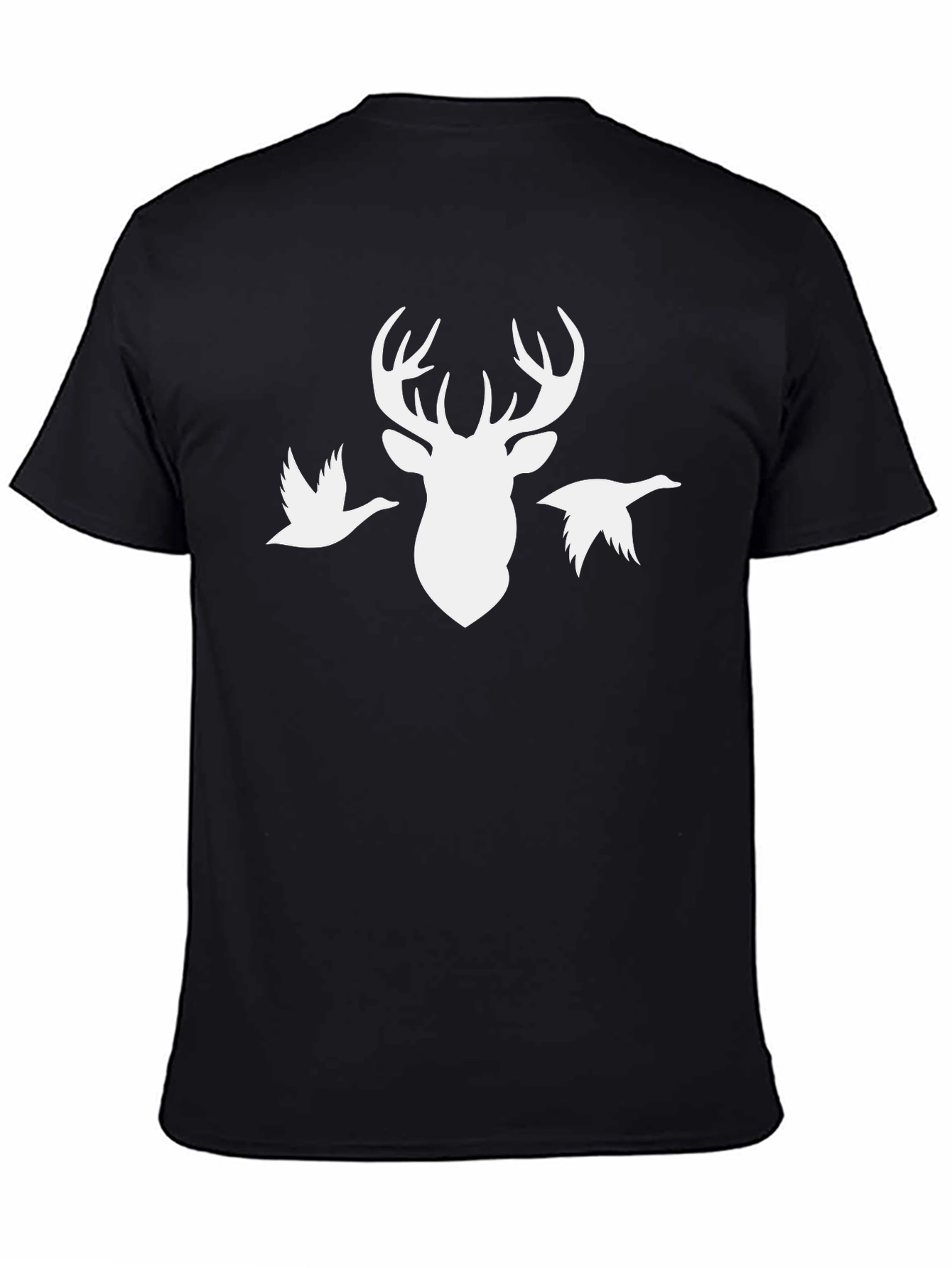 Hunting Deer Graphic Tee - Black Cotton T-Shirt