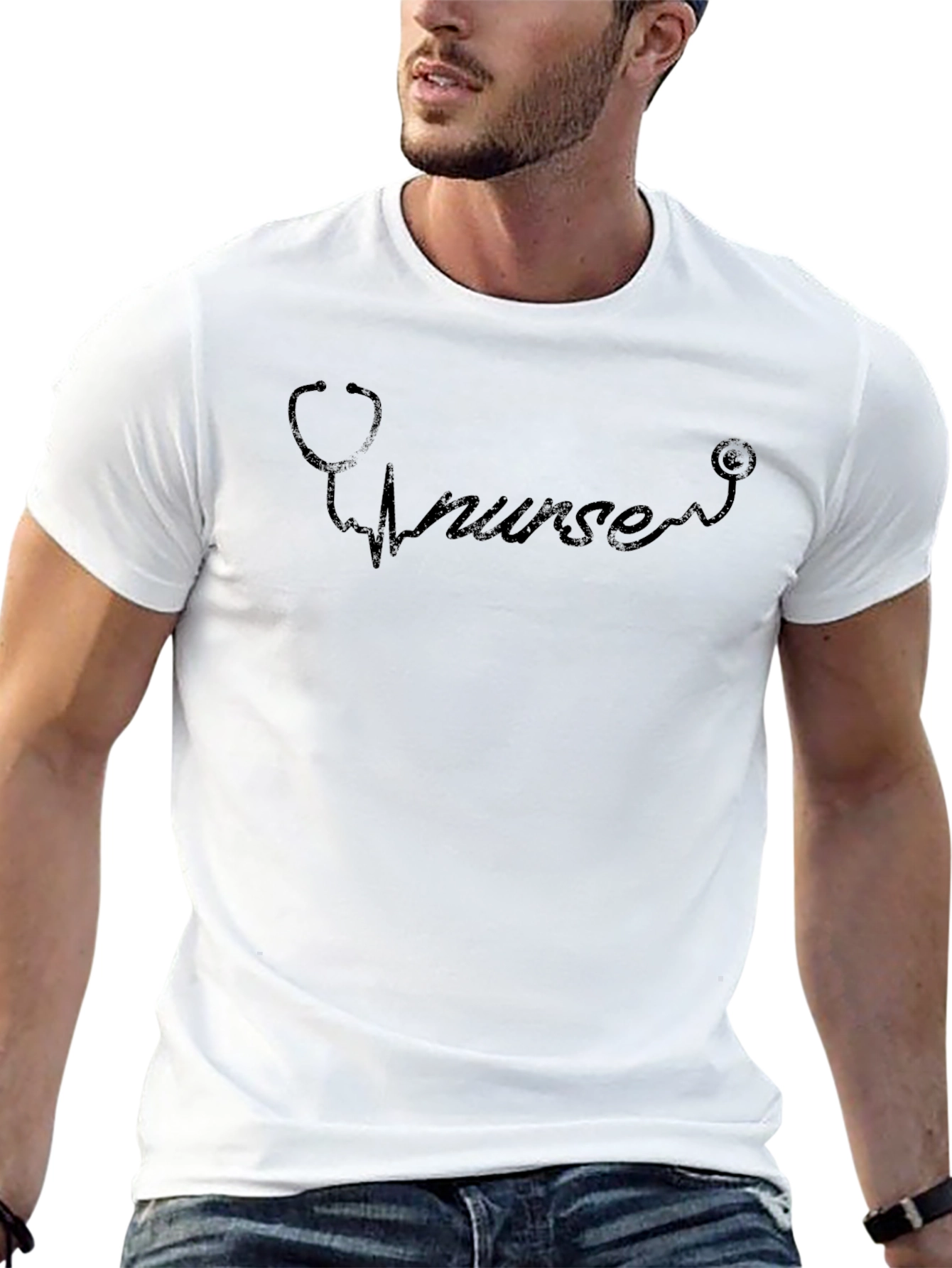 Nurse Stethoscope T-Shirt - Black Cotton Tee
