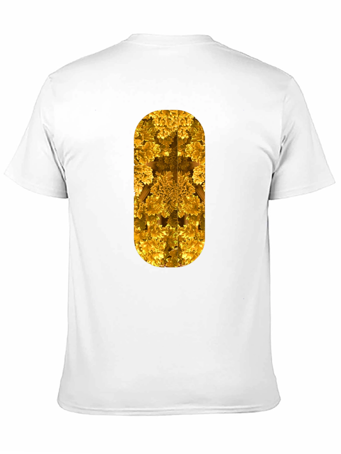 Golden Fractal Print Black T-Shirt
