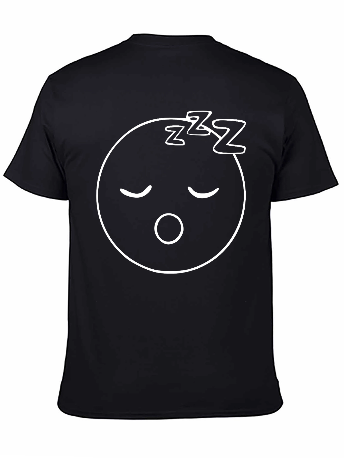 Sleepy Face Graphic Tee - Relaxed Fit Black T-Shirt