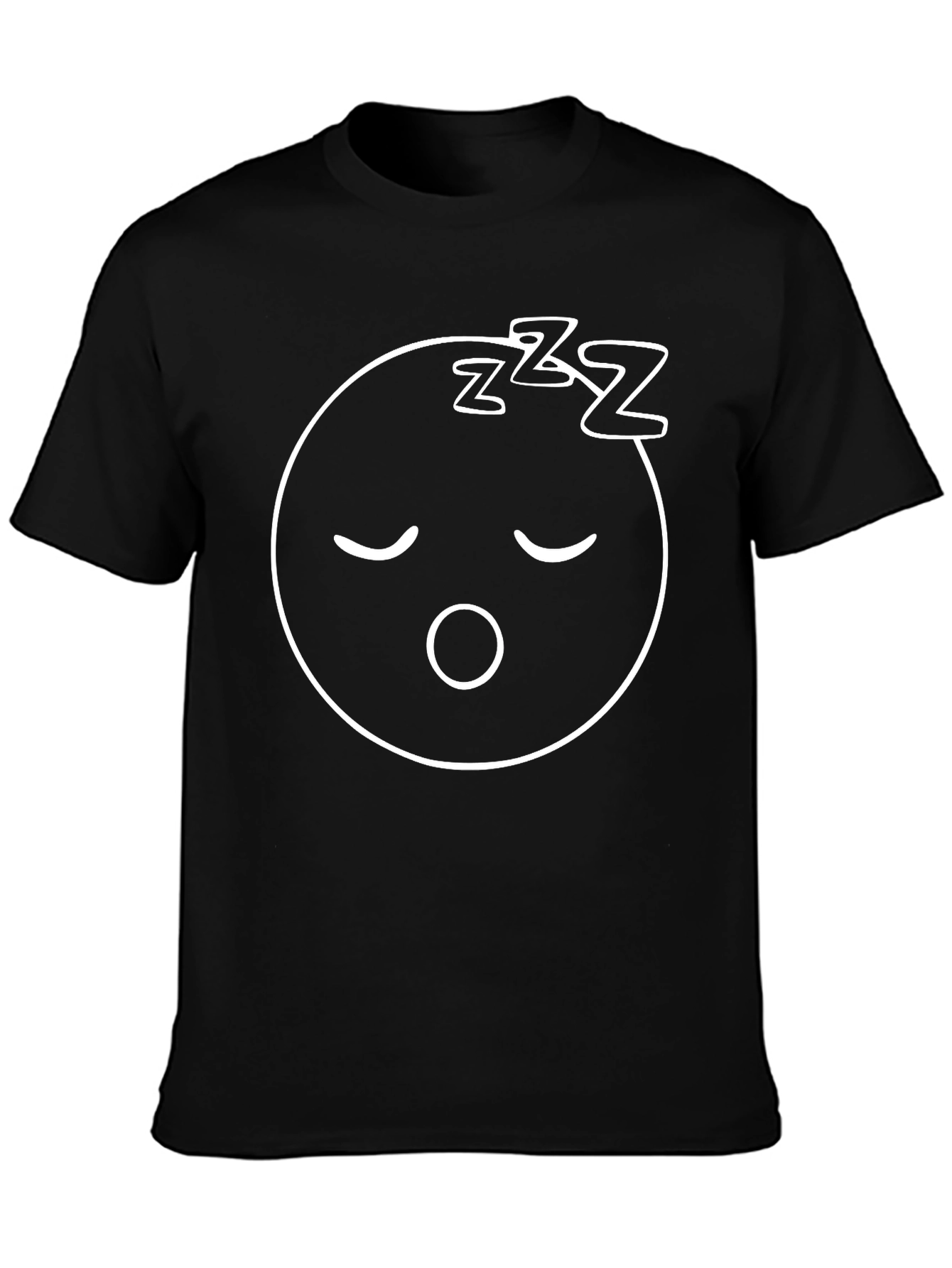 Sleepy Face Graphic Tee - Relaxed Fit Black T-Shirt