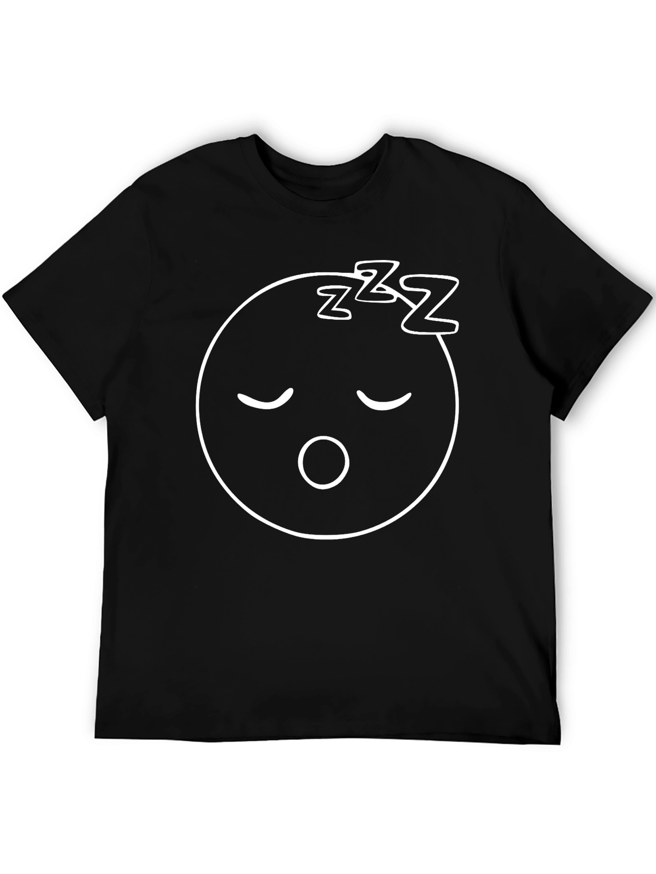 Sleepy Face Graphic Tee - Relaxed Fit Black T-Shirt
