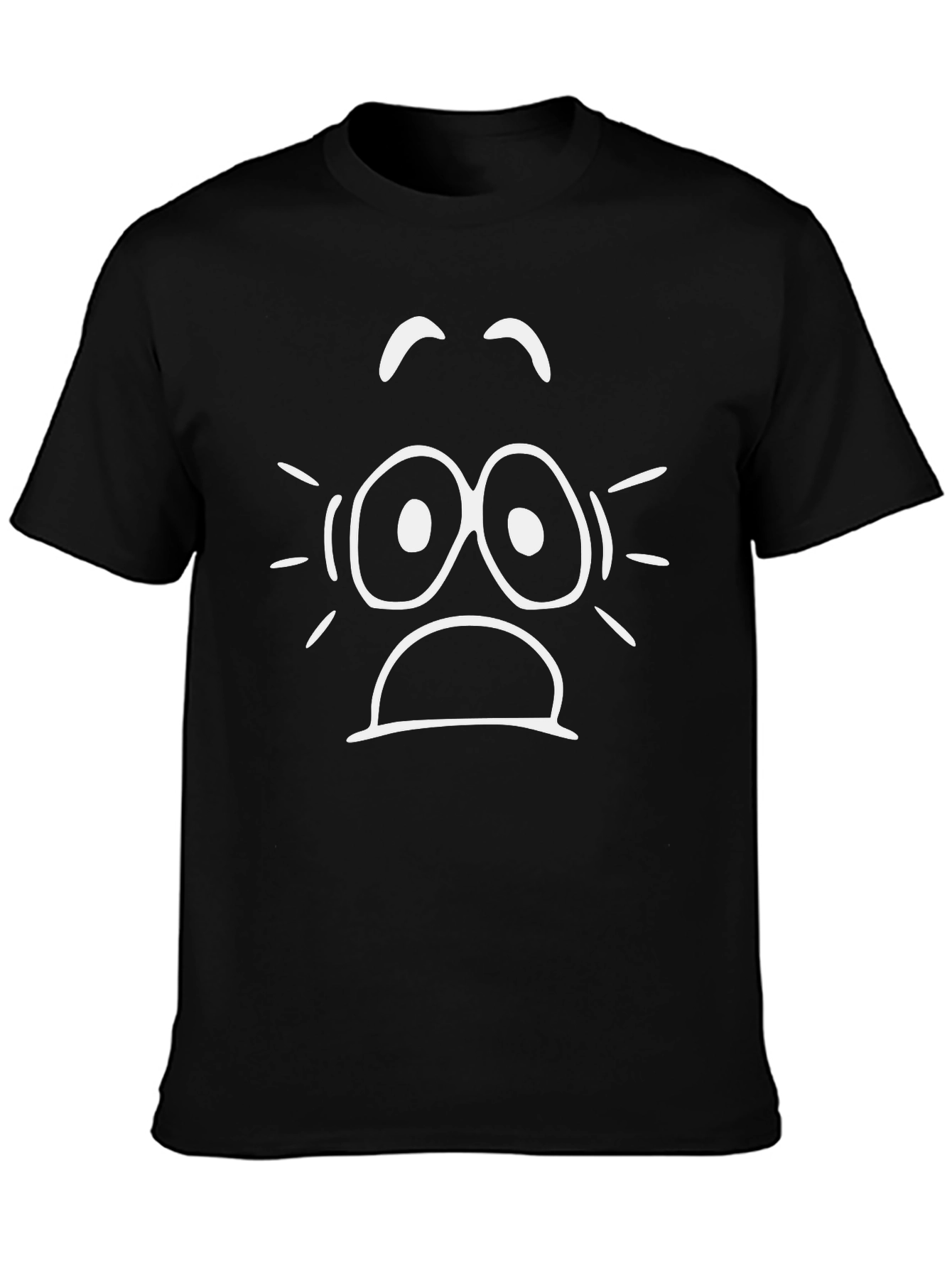 Scared Face Graphic Tee - Black Cotton T-Shirt