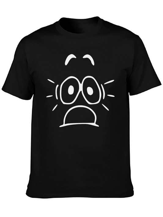 Scared Face Graphic Tee - Black Cotton T-Shirt
