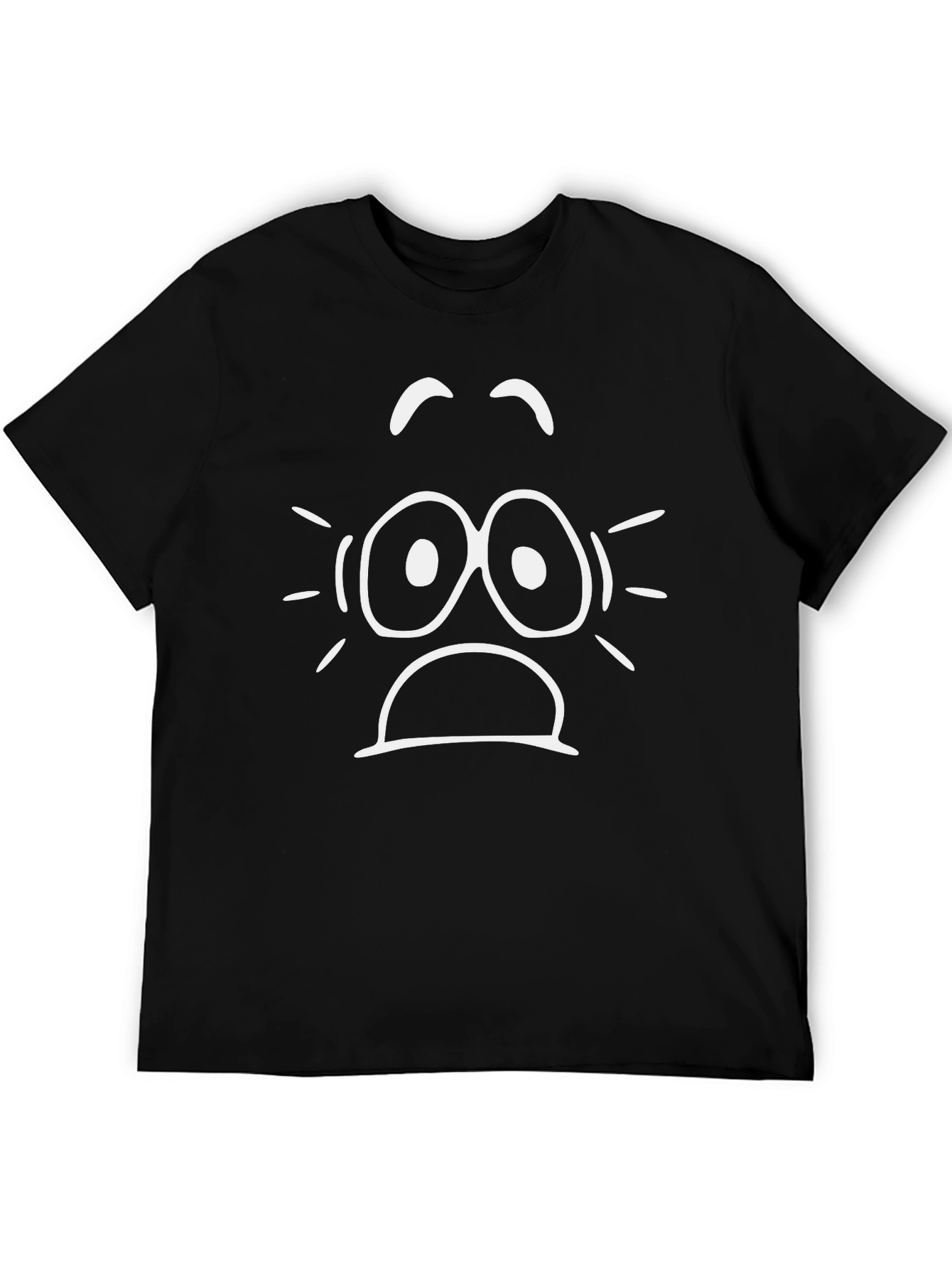 Scared Face Graphic Tee - Black Cotton T-Shirt