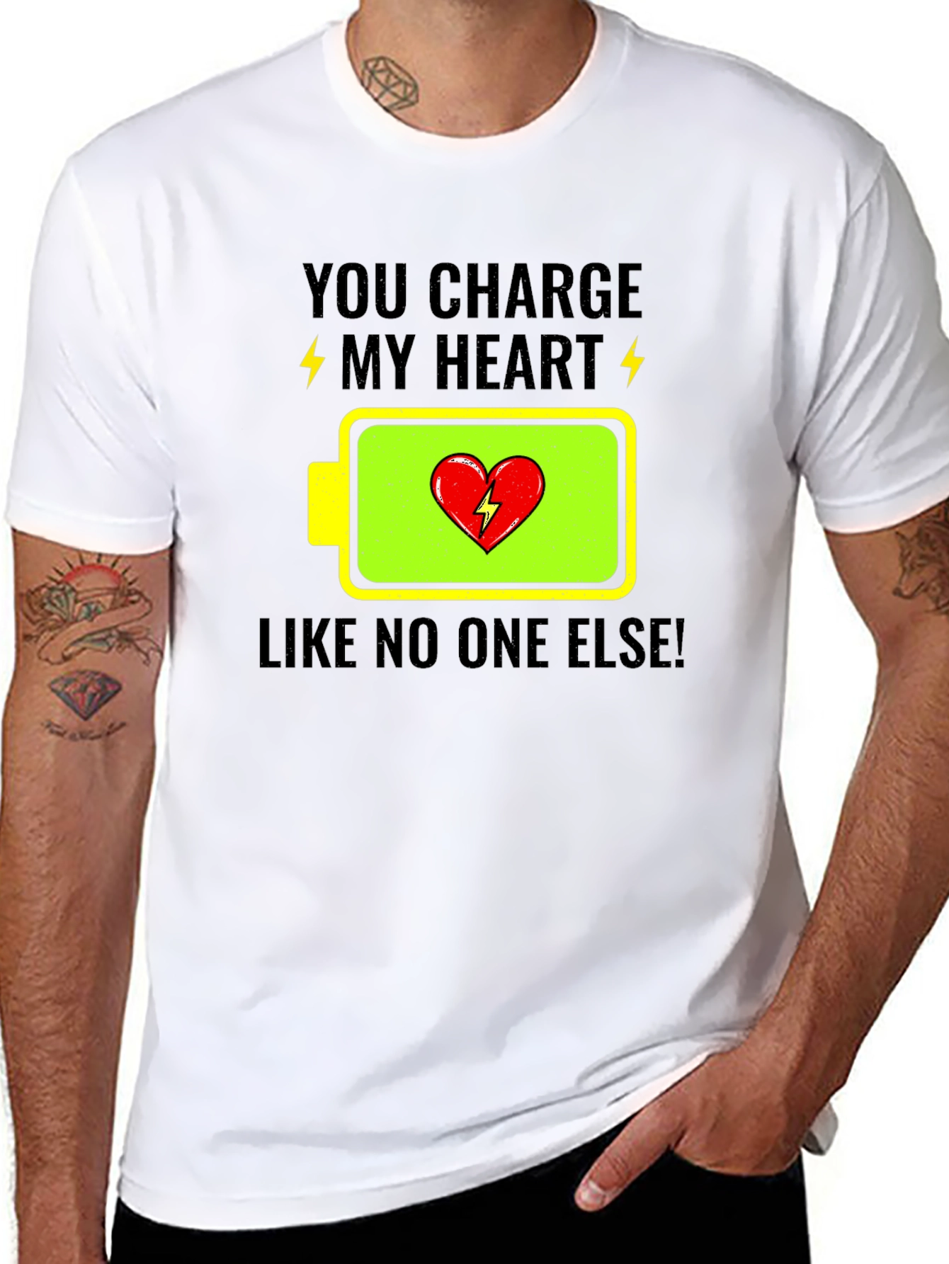 You Charge My Heart Graphic Tee - Black T-Shirt