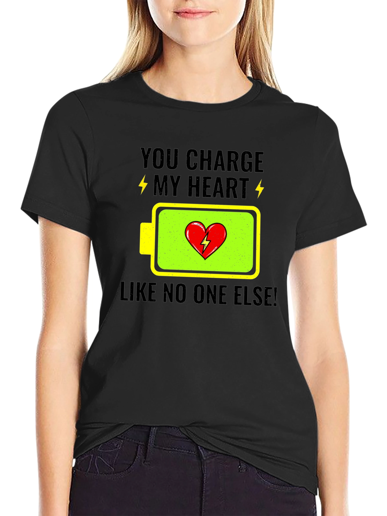 You Charge My Heart Graphic Tee - Black T-Shirt