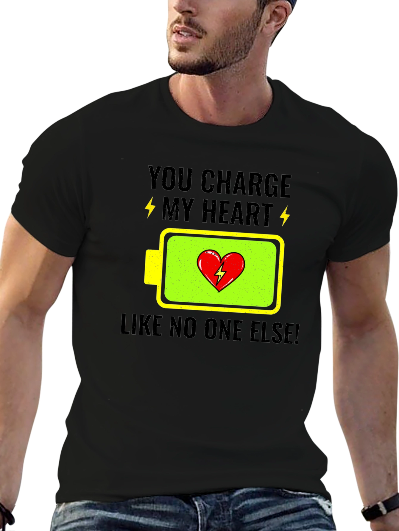 You Charge My Heart Graphic Tee - Black T-Shirt
