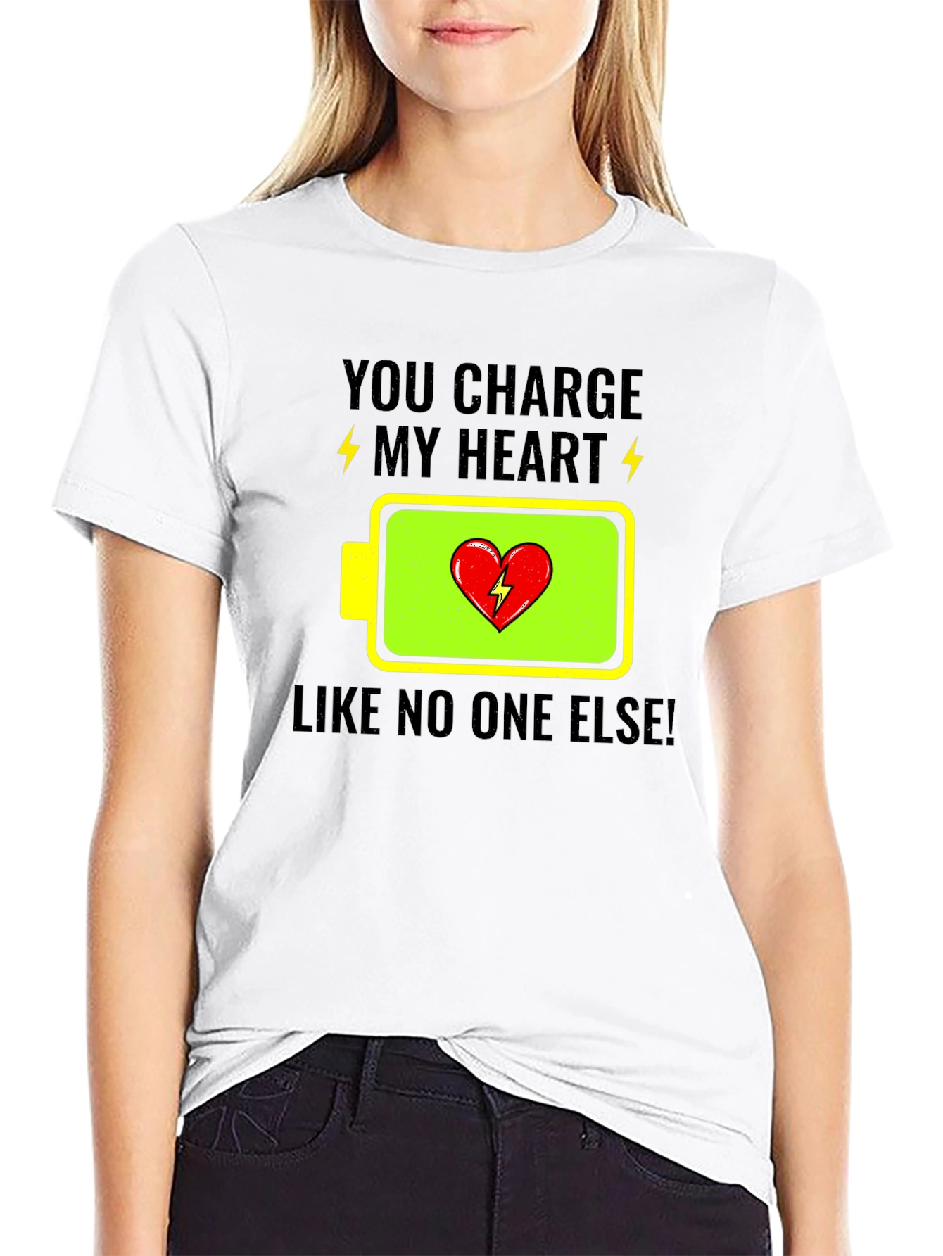 You Charge My Heart Graphic Tee - Black T-Shirt