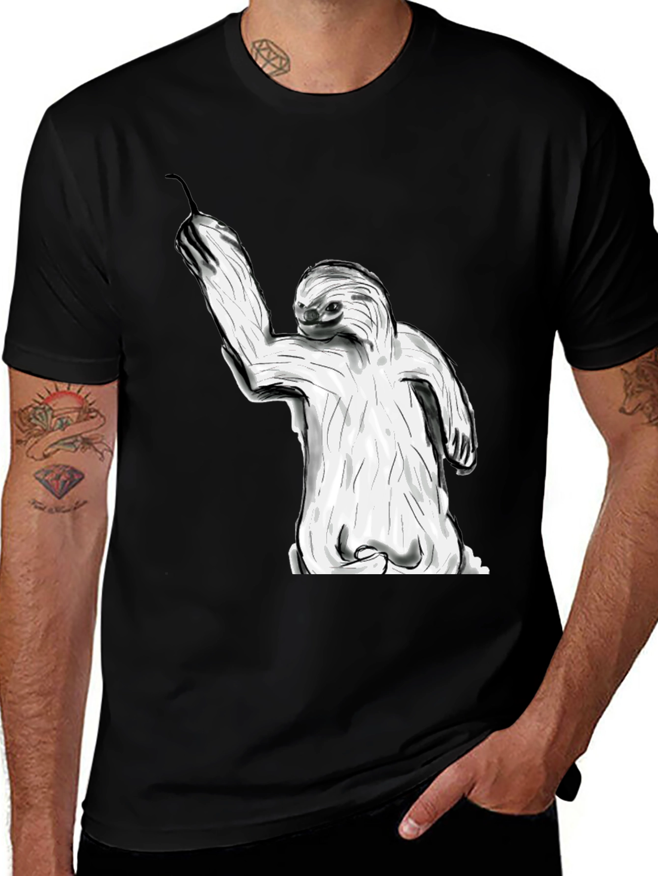 Sloth Graphic Tee - Black Casual Style
