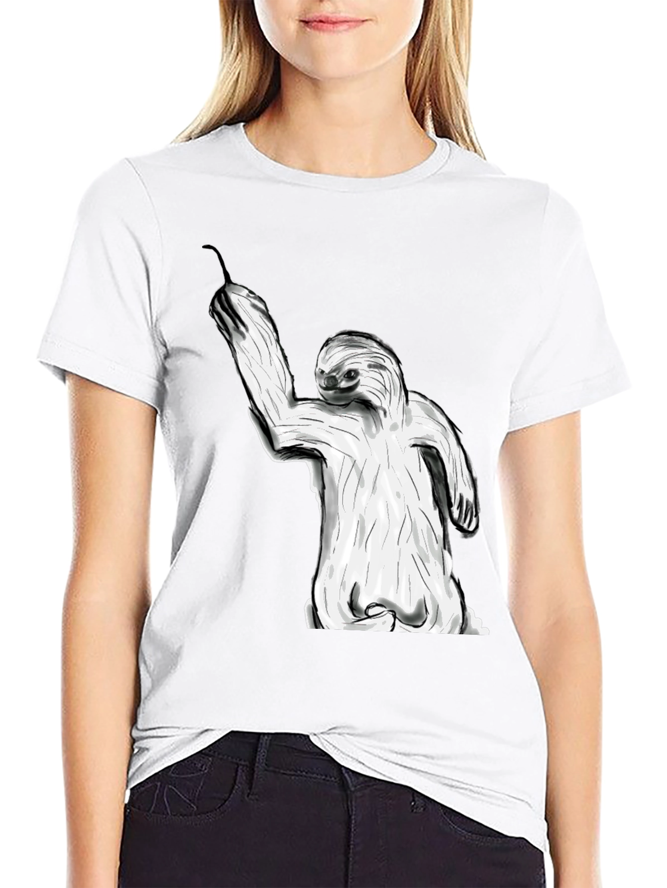 Sloth Graphic Tee - Black Casual Style