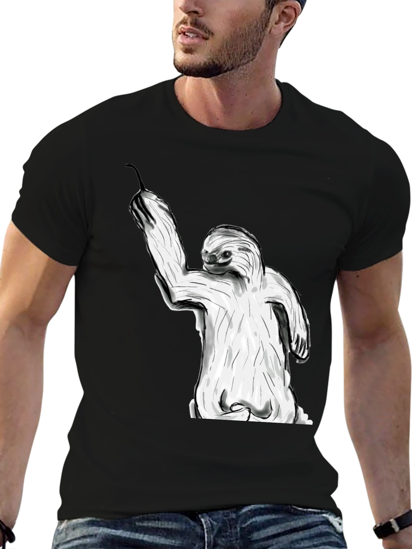 Sloth Graphic Tee - Black Casual Style