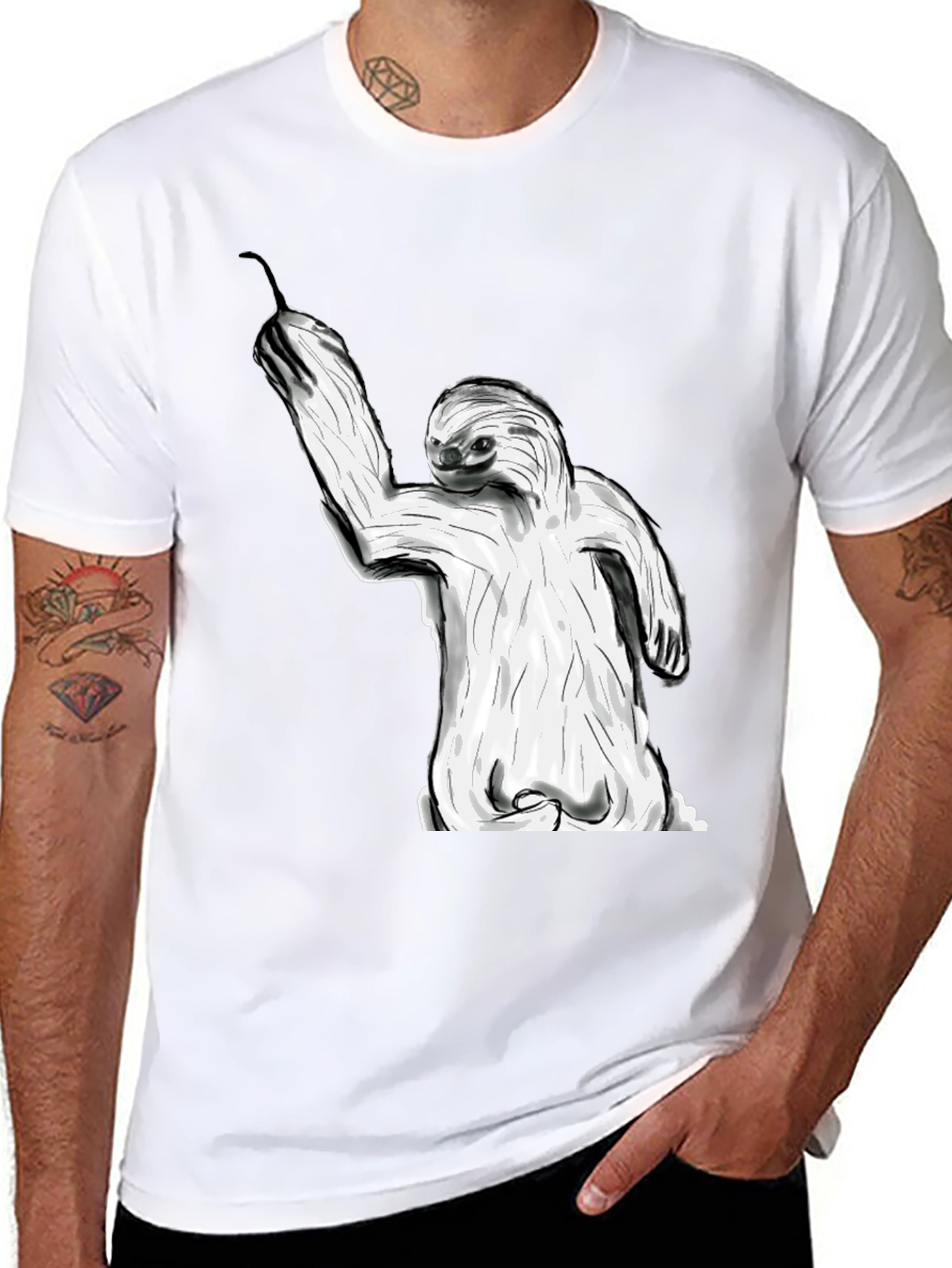 Sloth Graphic Tee - Black Casual Style