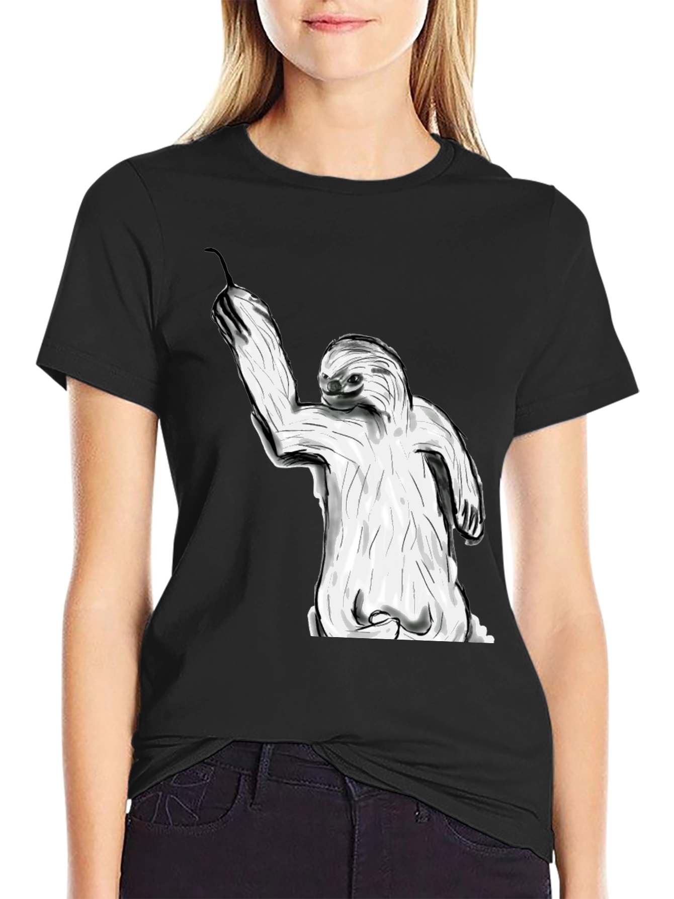 Sloth Graphic Tee - Black Casual Style