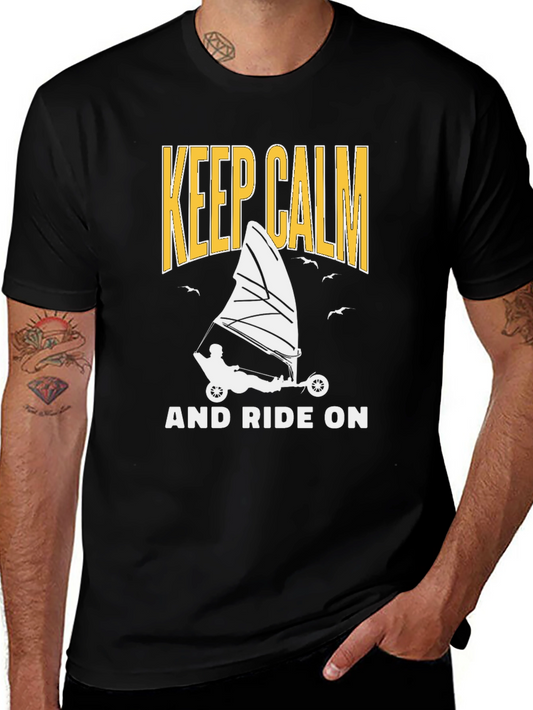 Keep Calm And Ride On Black T-Shirt