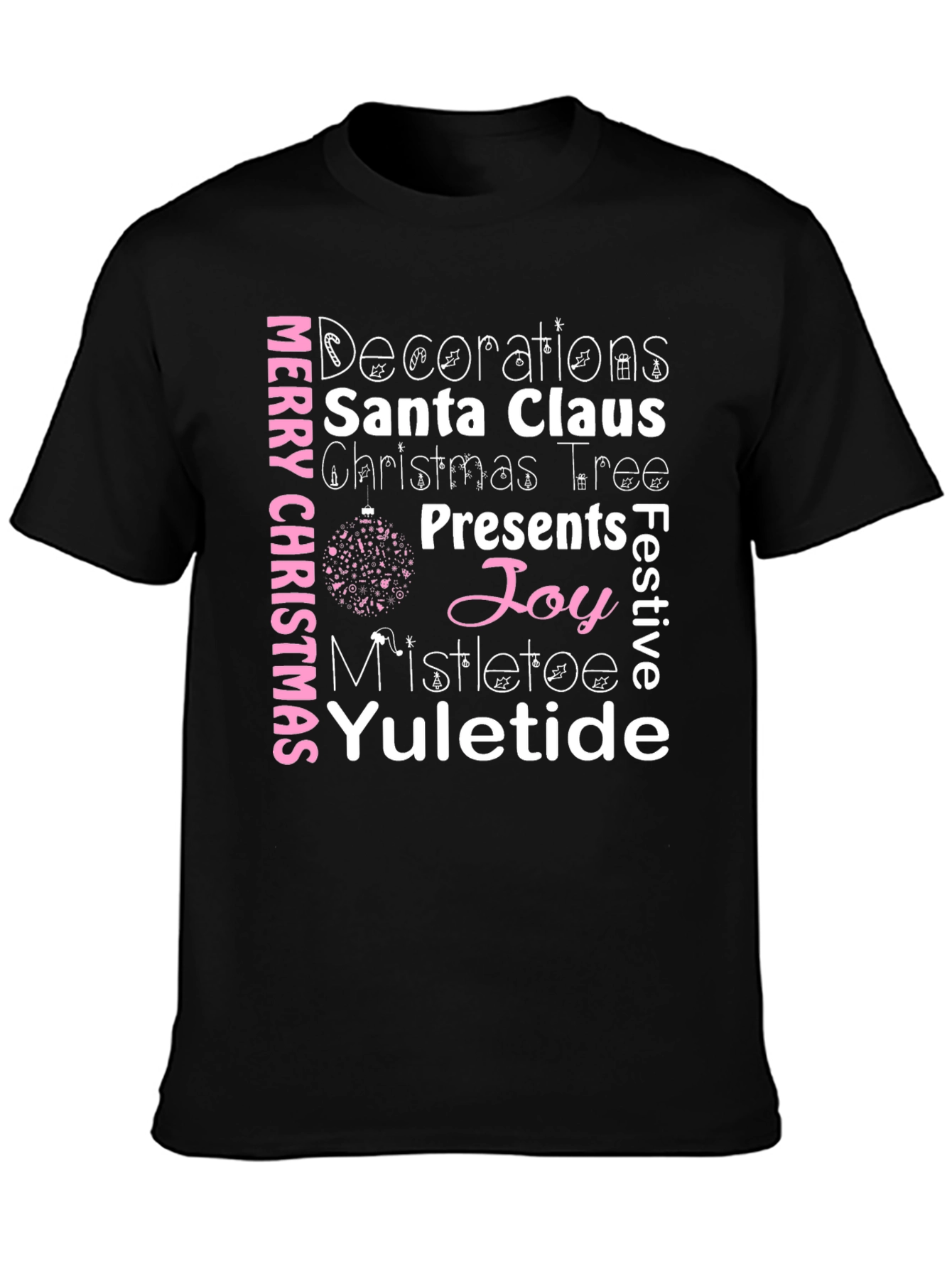 Merry Christmas Word Art Graphic T-Shirt