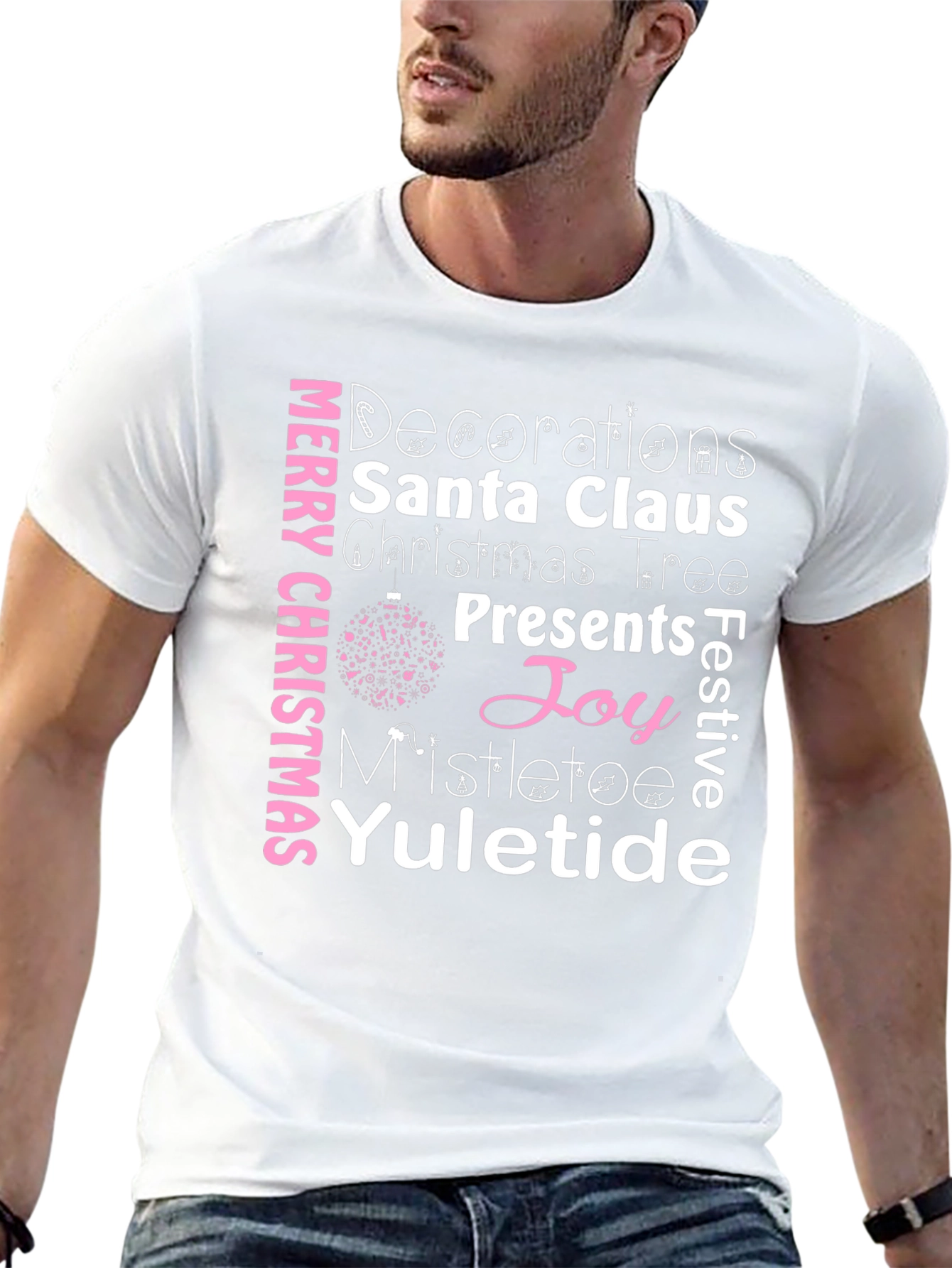 Merry Christmas Word Art Graphic T-Shirt