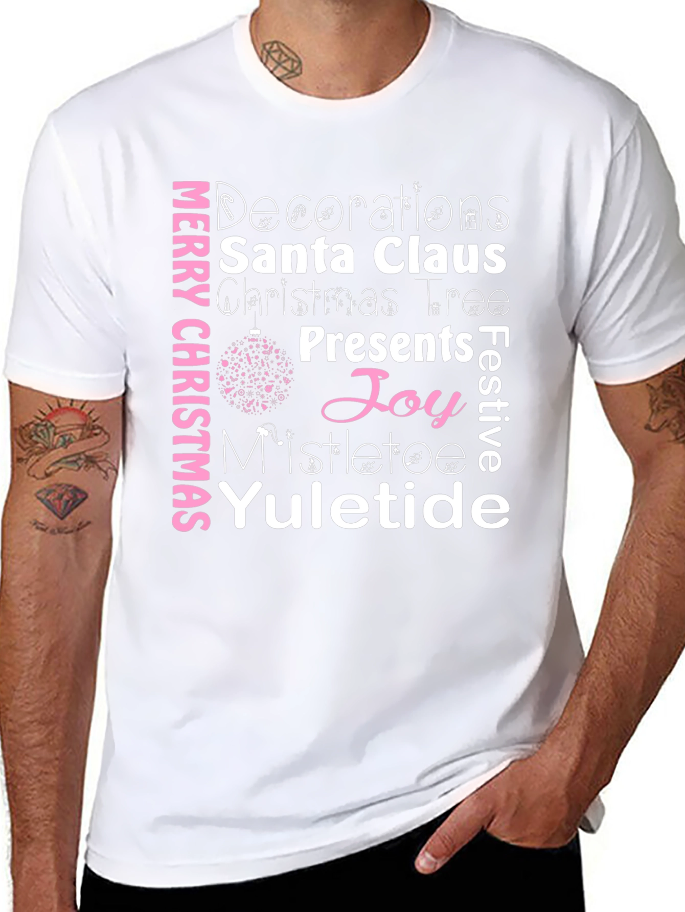 Merry Christmas Word Art Graphic T-Shirt