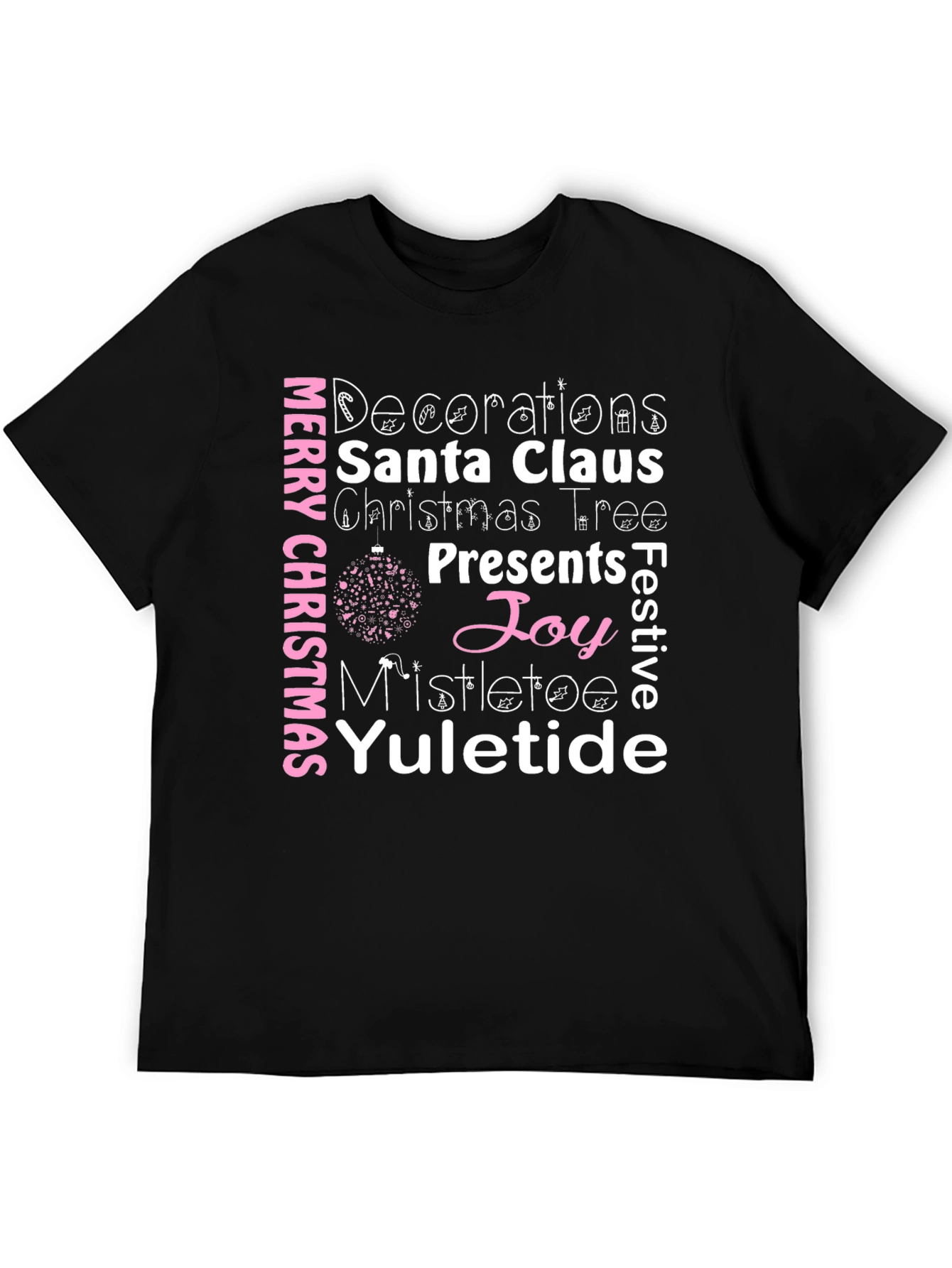 Merry Christmas Word Art Graphic T-Shirt