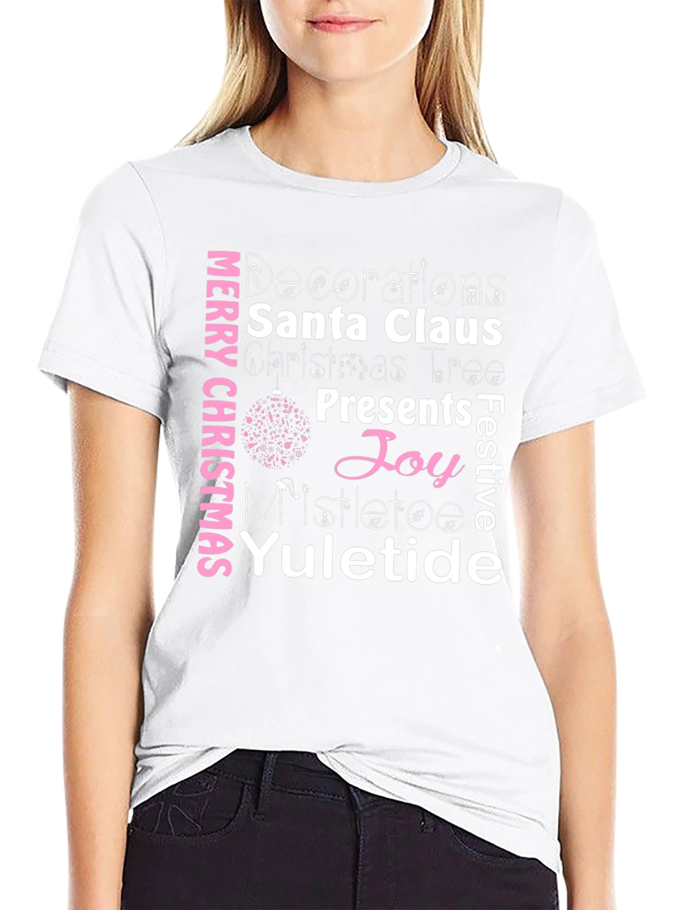 Merry Christmas Word Art Graphic T-Shirt