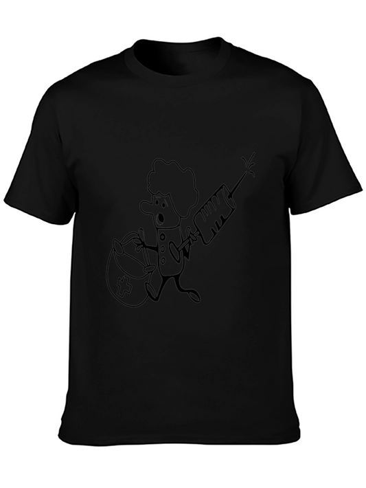 Funny Cartoon Nurse T-Shirt - Black