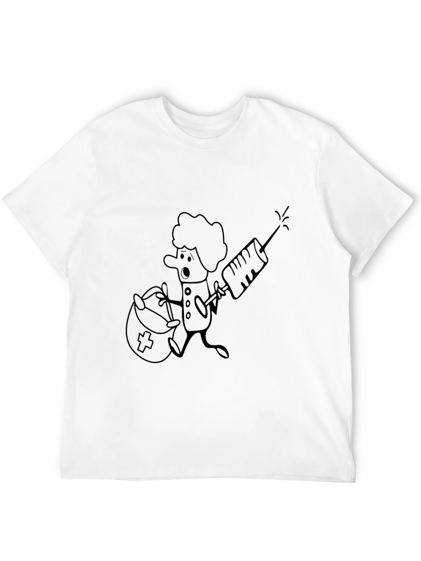 Funny Cartoon Nurse T-Shirt - Black