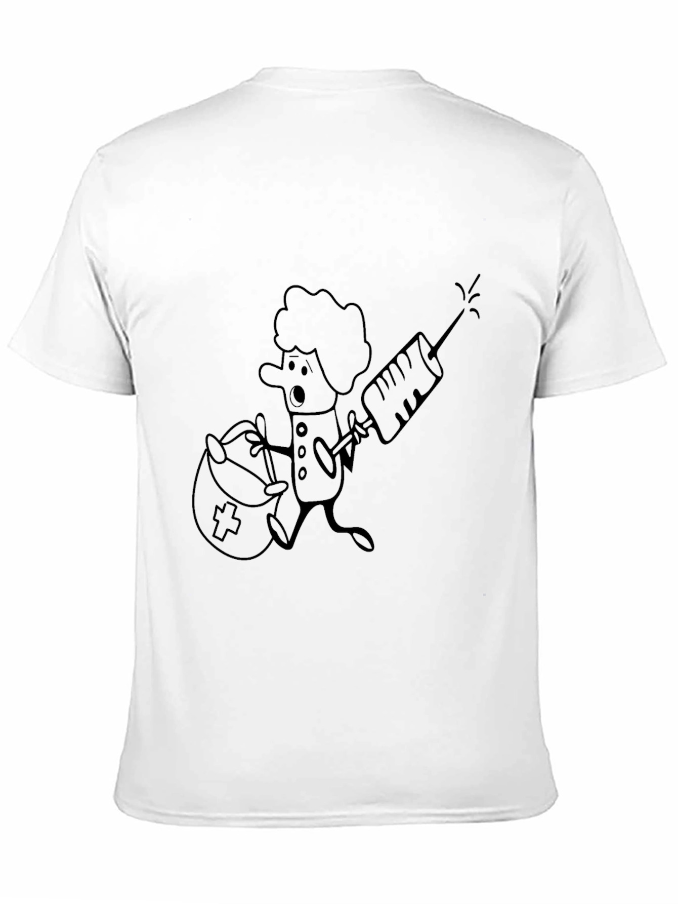 Funny Cartoon Nurse T-Shirt - Black