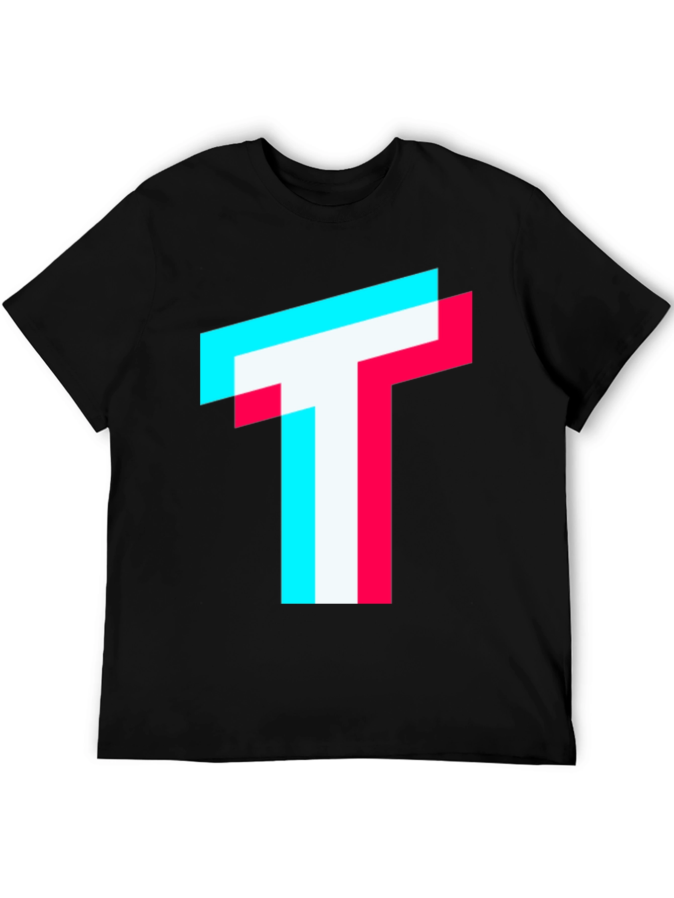 Trendy Glitch T Logo Black T-Shirt