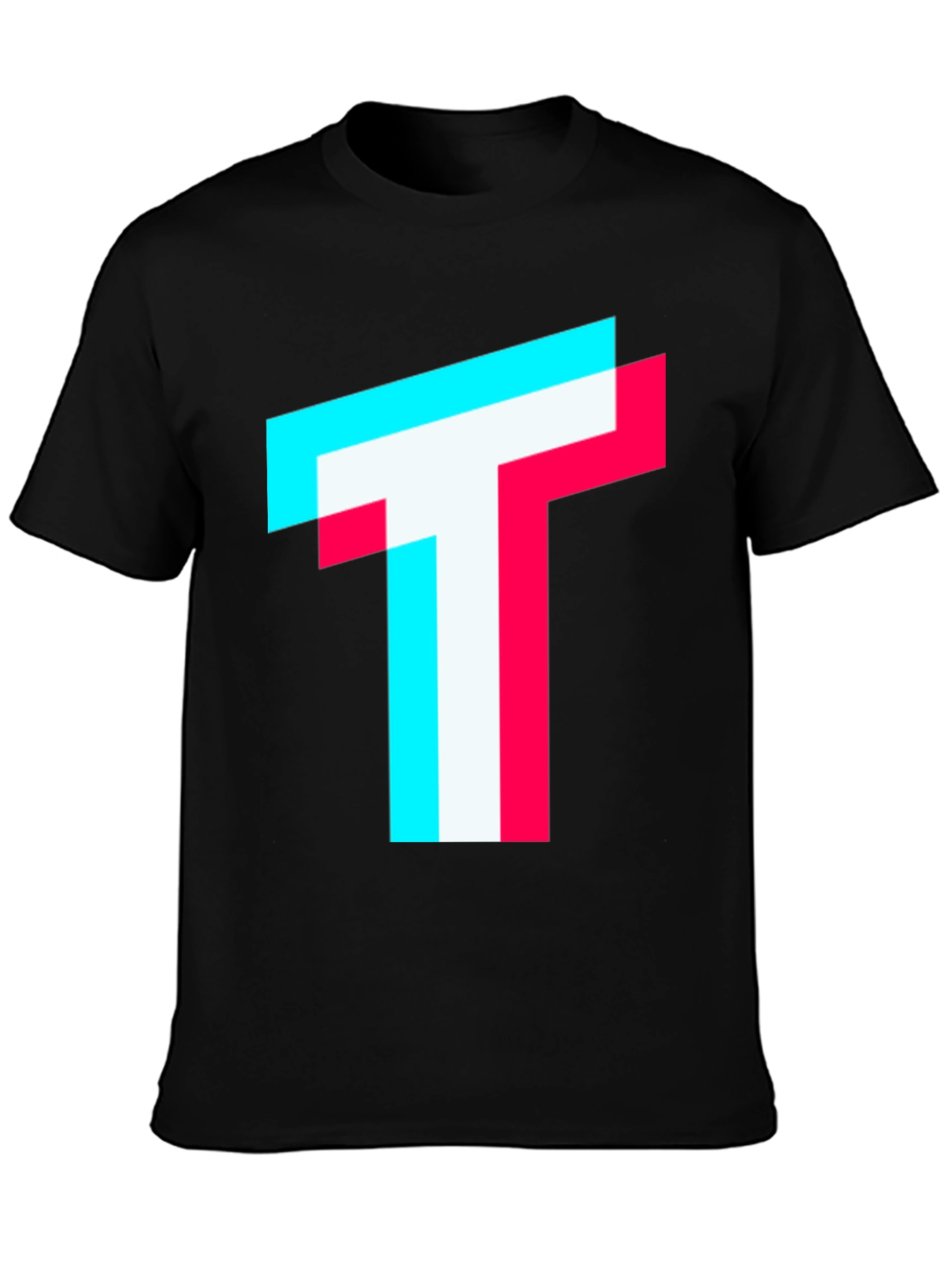 Trendy Glitch T Logo Black T-Shirt
