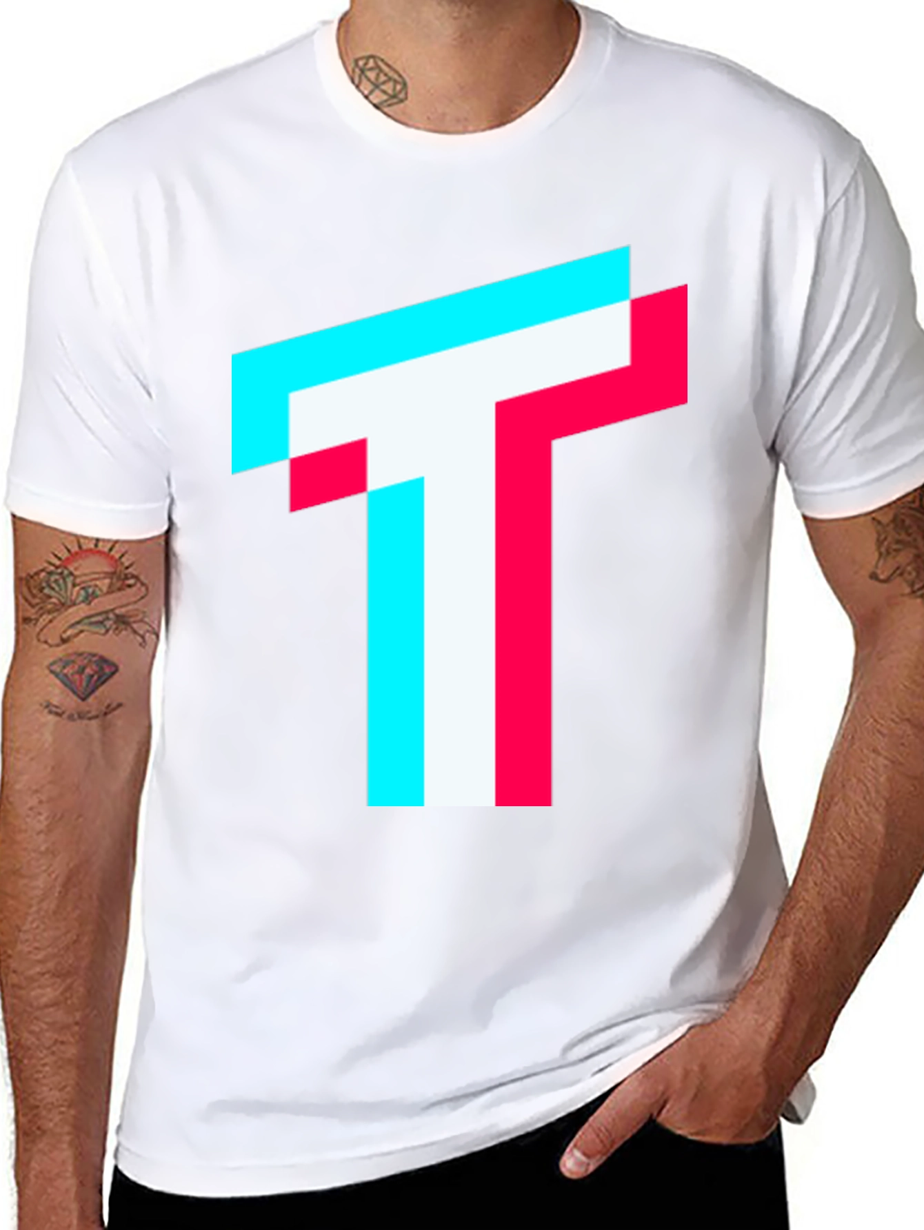 Trendy Glitch T Logo Black T-Shirt