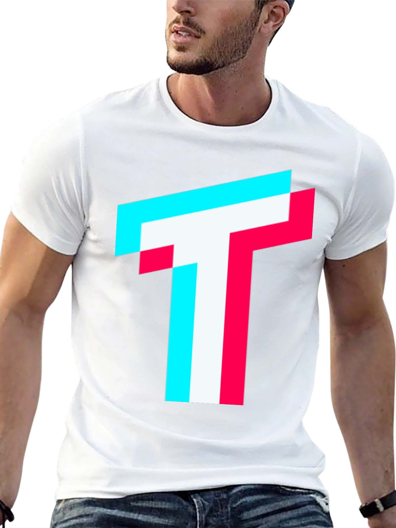 Trendy Glitch T Logo Black T-Shirt