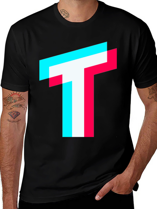 Trendy Glitch T Logo Black T-Shirt