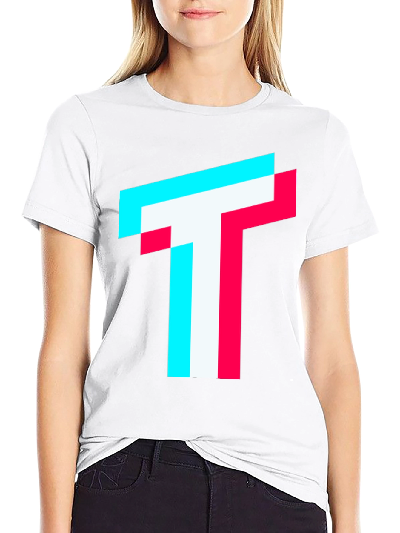 Trendy Glitch T Logo Black T-Shirt