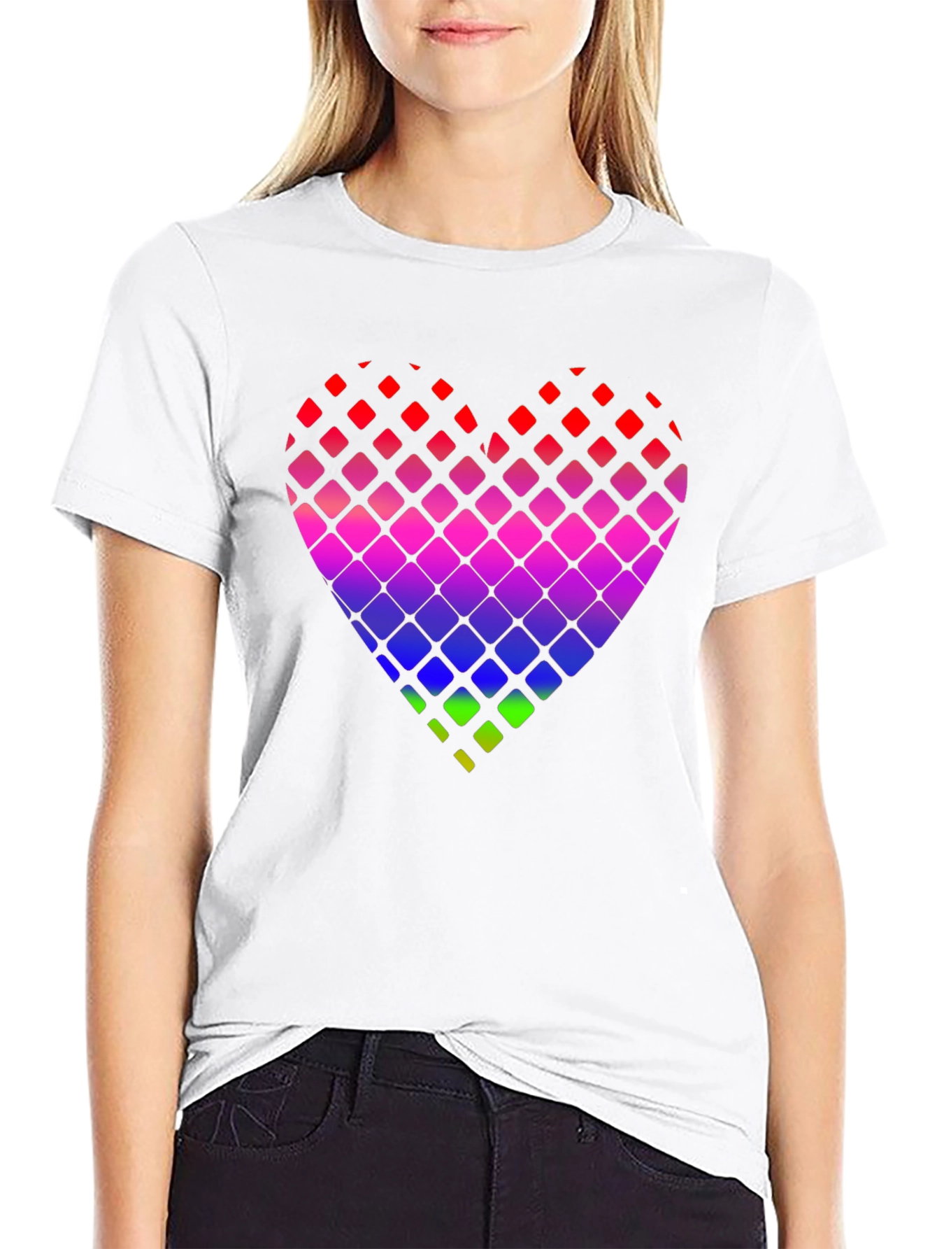 Rainbow Pixel Heart Graphic Tee