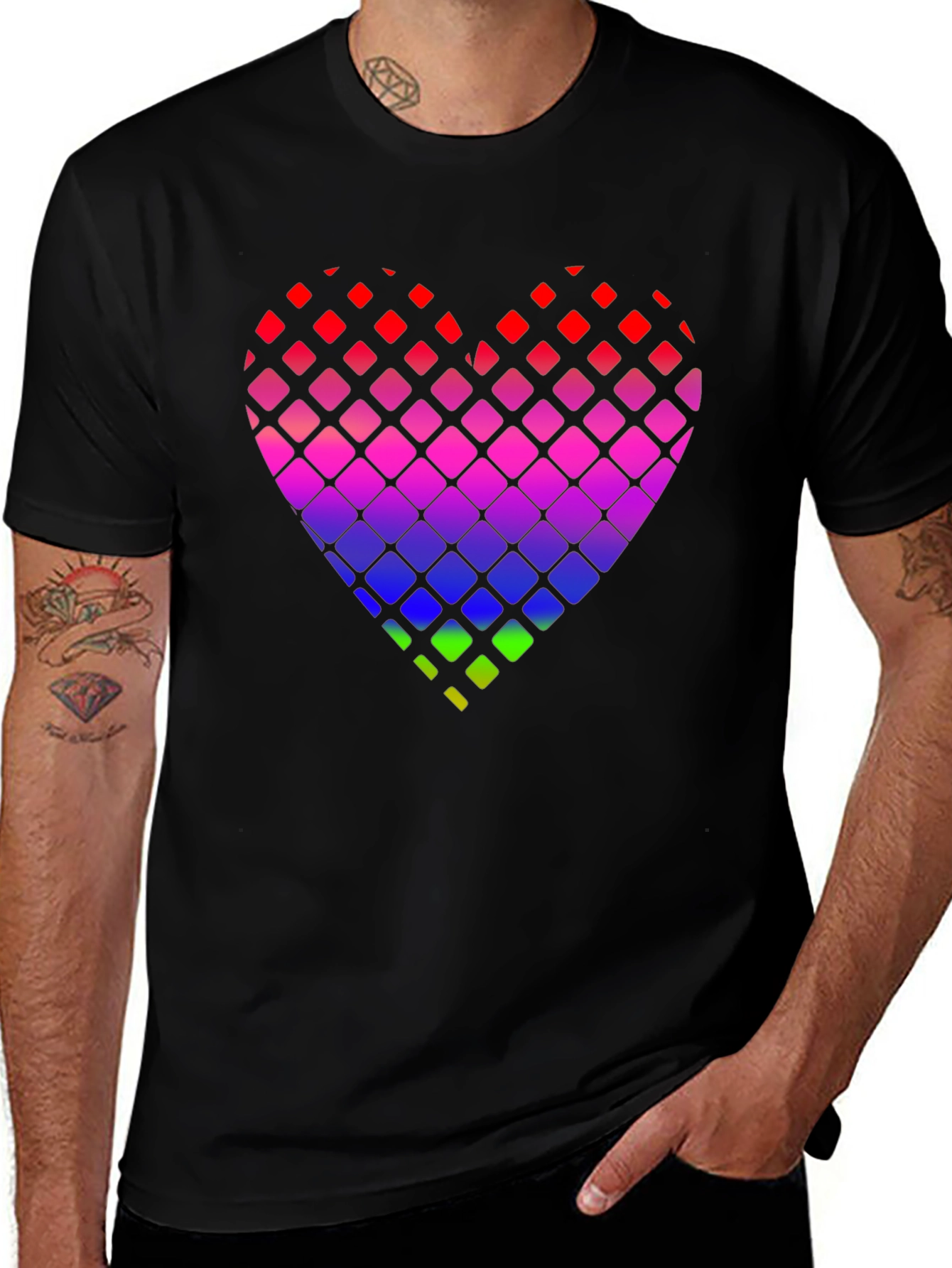 Rainbow Pixel Heart Graphic Tee
