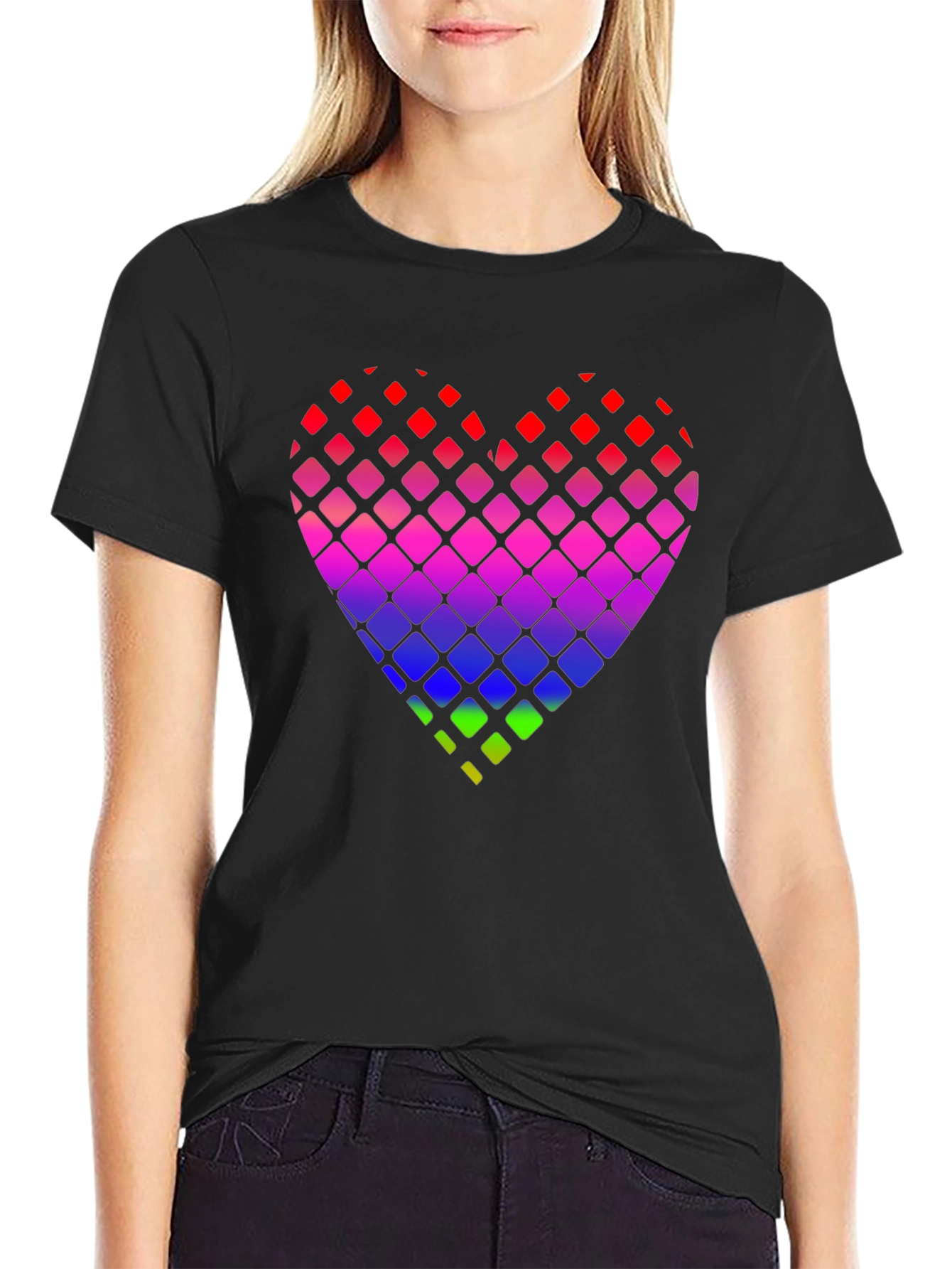 Rainbow Pixel Heart Graphic Tee