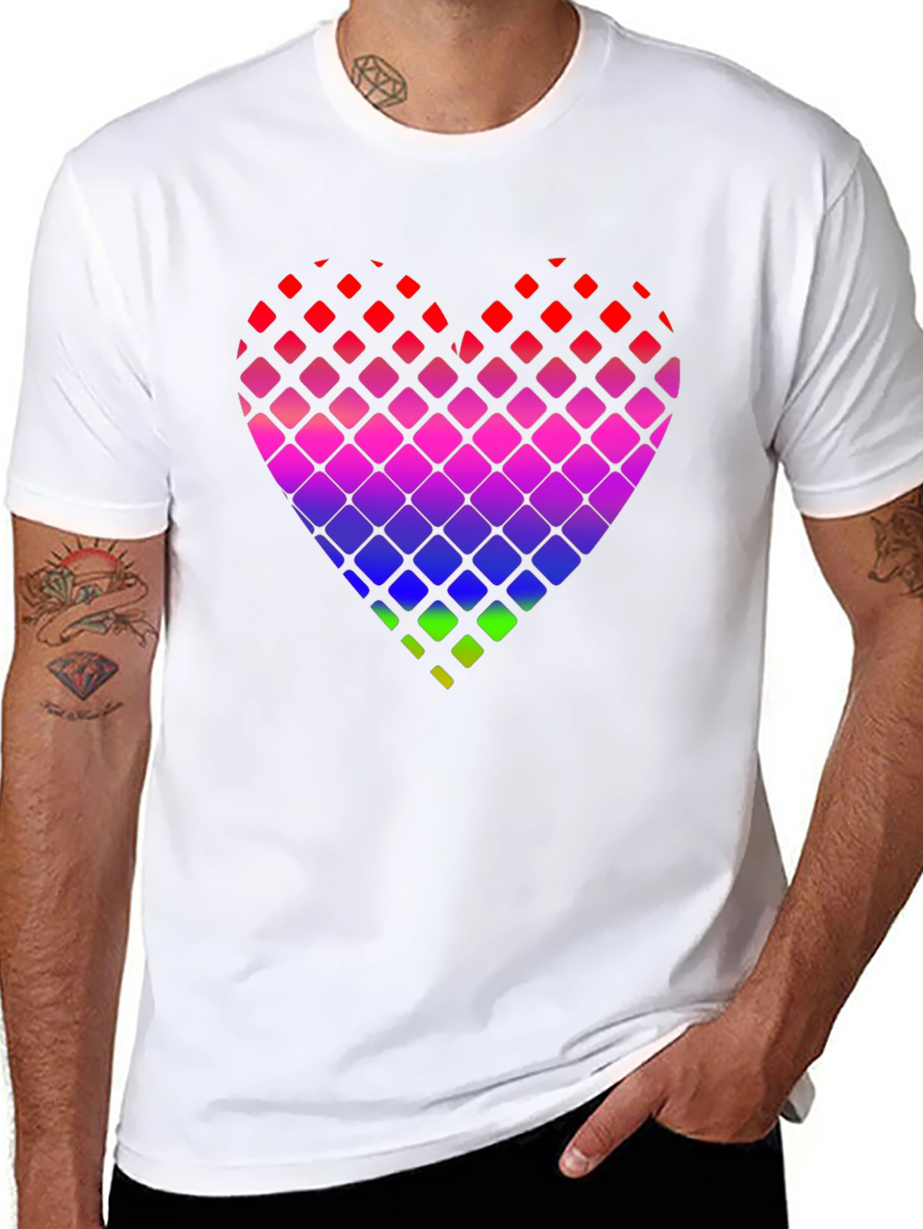 Rainbow Pixel Heart Graphic Tee