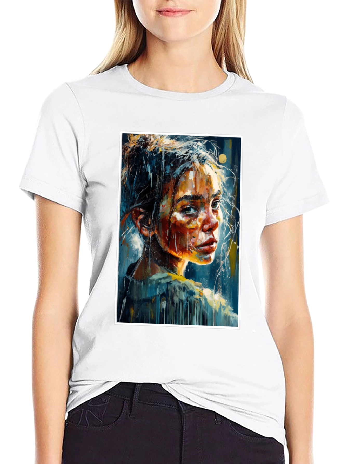 Artistic Portrait Tee - Expressive Brushstroke Design